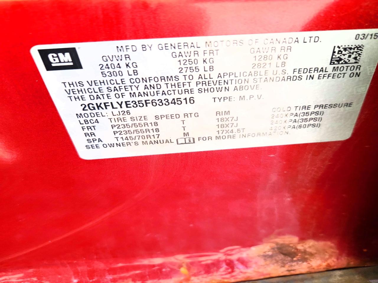 2015 Gmc Terrain Slt Red vin: 2GKFLYE35F6334516