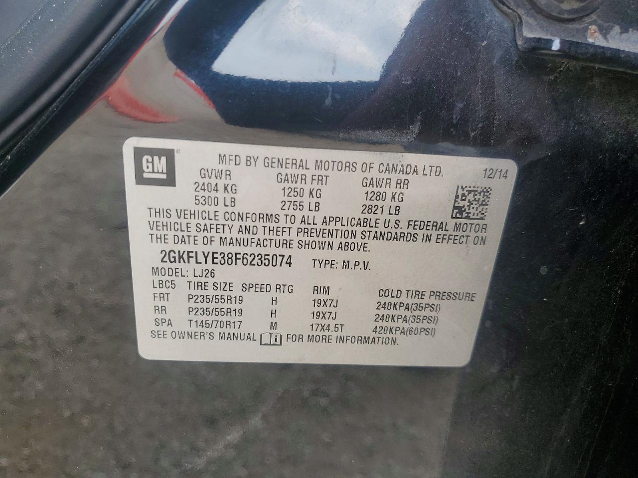 2015 Gmc Terrain Slt Black vin: 2GKFLYE38F6235074