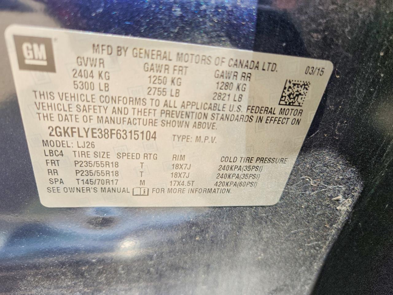 2015 Gmc Terrain Slt Blue vin: 2GKFLYE38F6315104