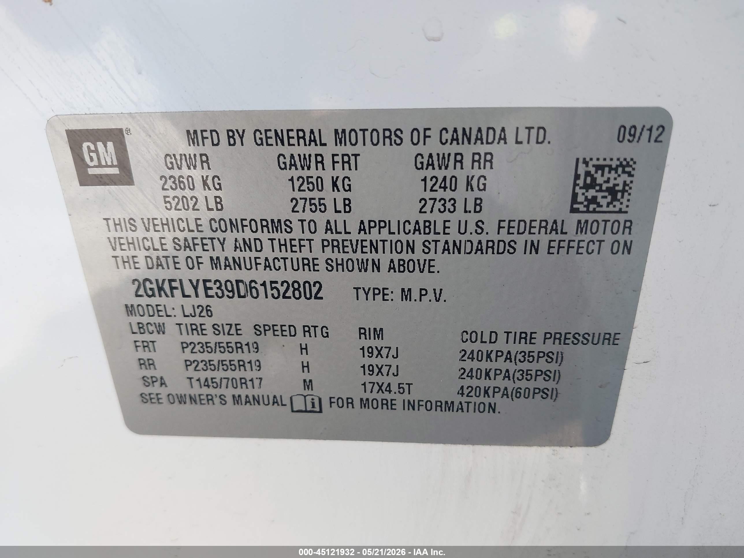 2013 Gmc Terrain Denali White vin: 2GKFLYE39D6152802