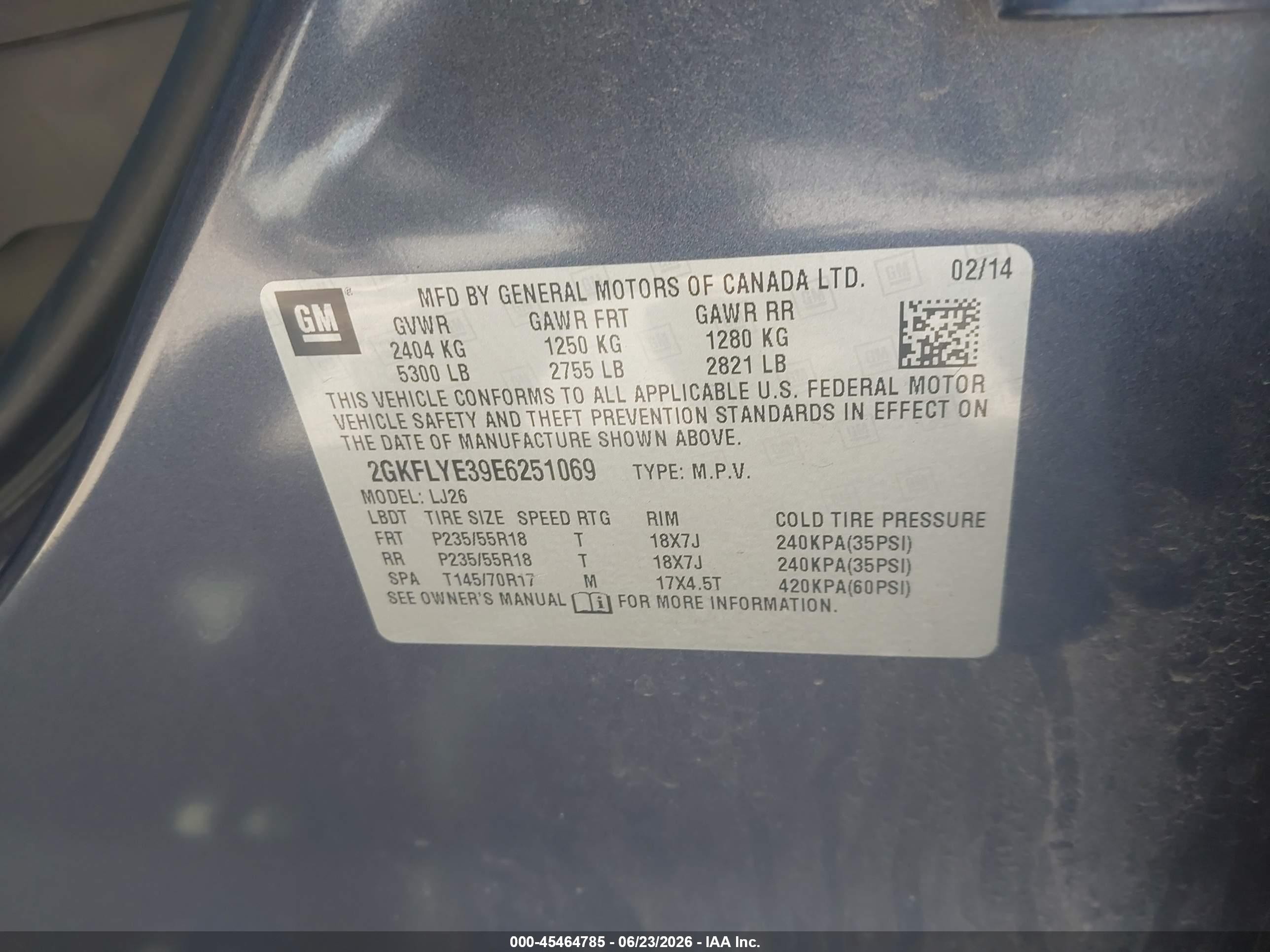 2014 Gmc Terrain Slt-2 Blue vin: 2GKFLYE39E6251069