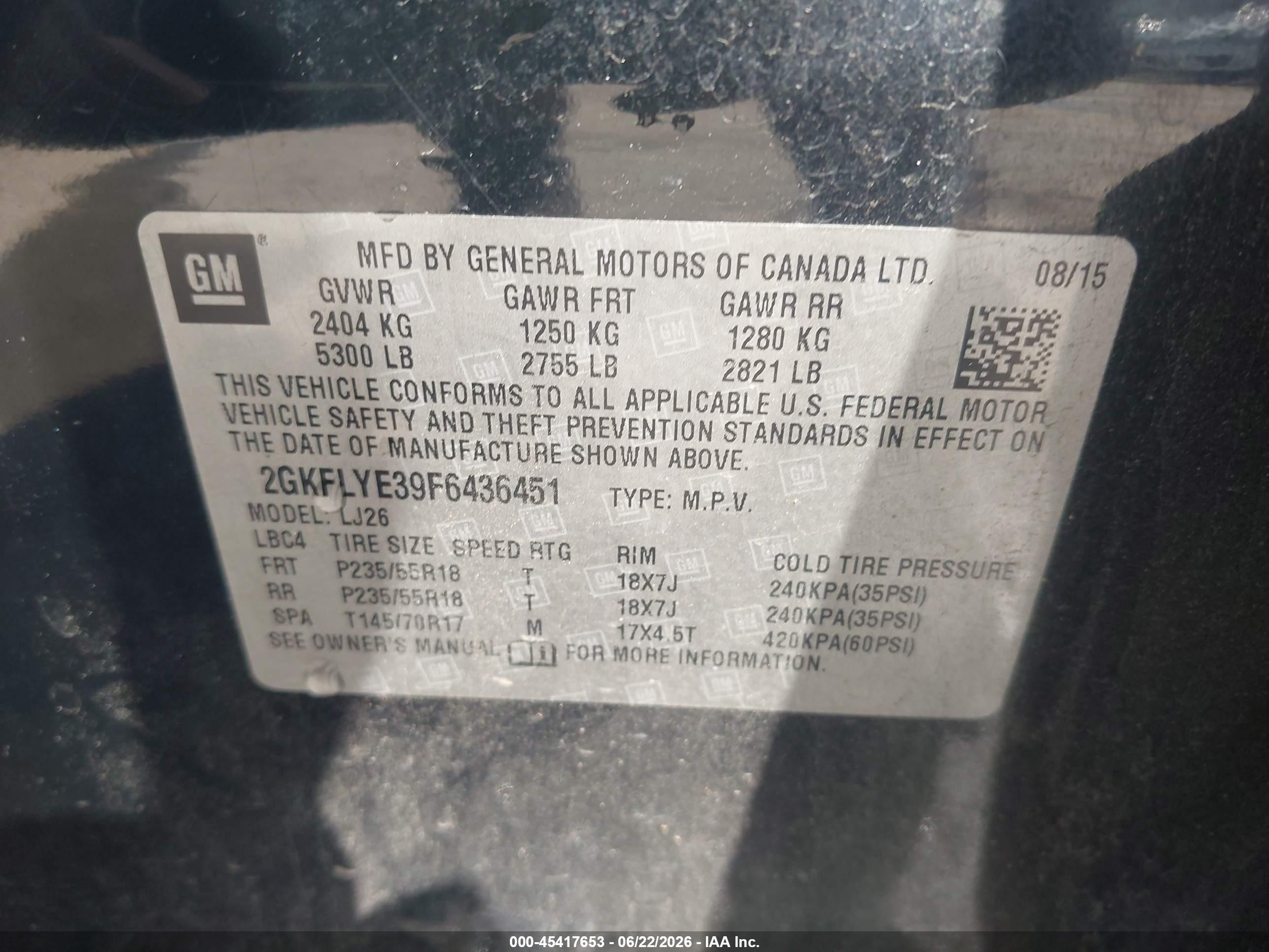 2015 Gmc Terrain Slt-2 Black vin: 2GKFLYE39F6436451