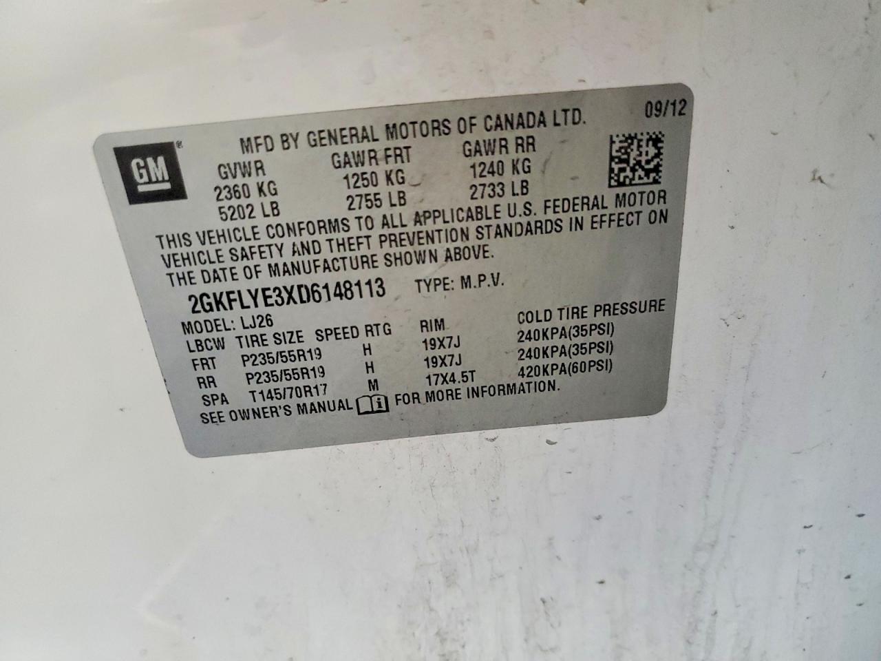 2013 Gmc Terrain Denali White vin: 2GKFLYE3XD6148113