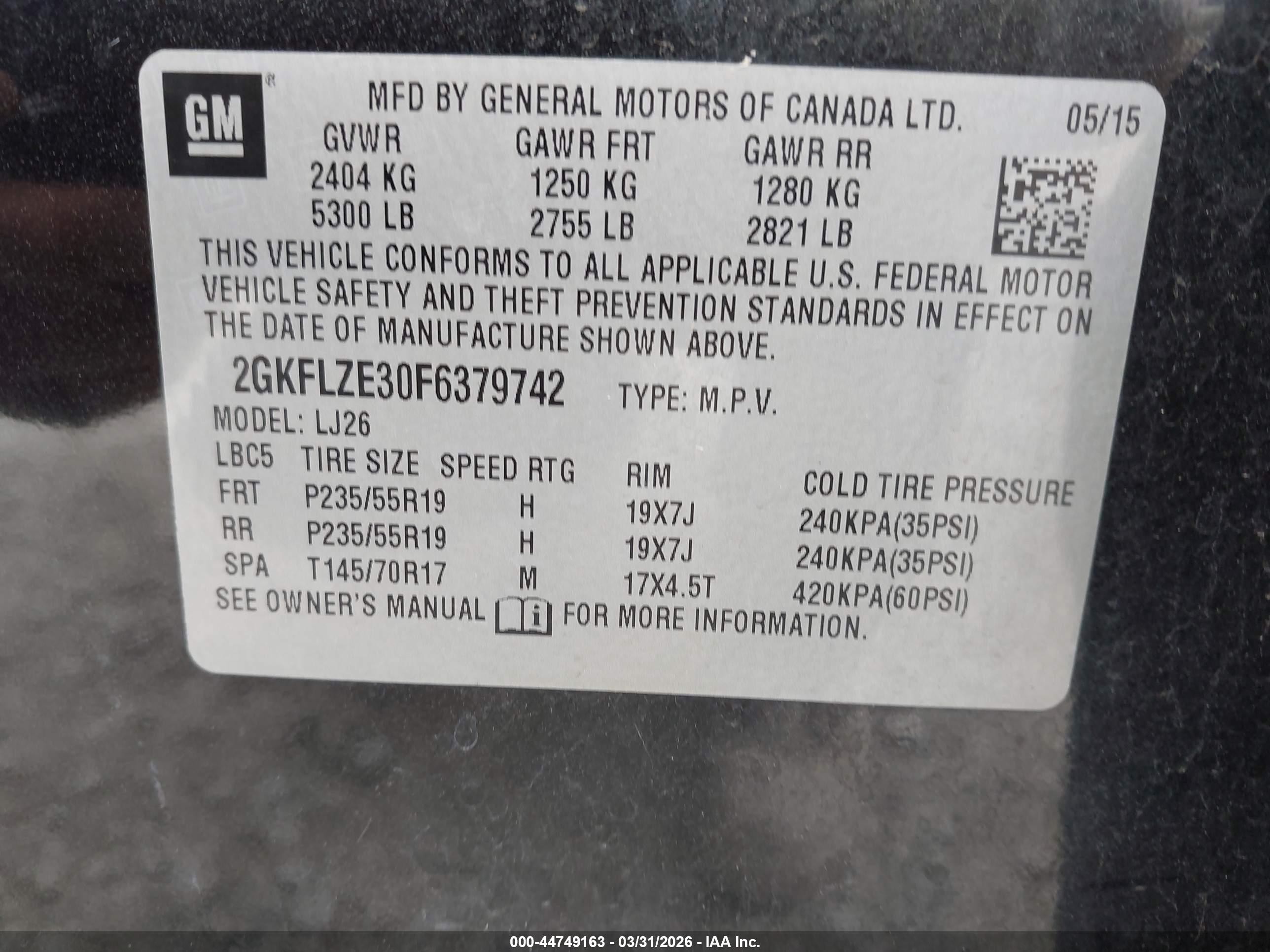 2015 Gmc Terrain Denali Black vin: 2GKFLZE30F6379742