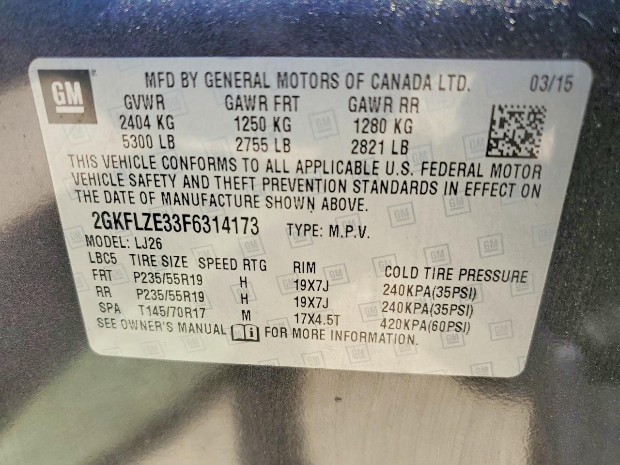 2015 Gmc Terrain Denali Charcoal vin: 2GKFLZE33F6314173
