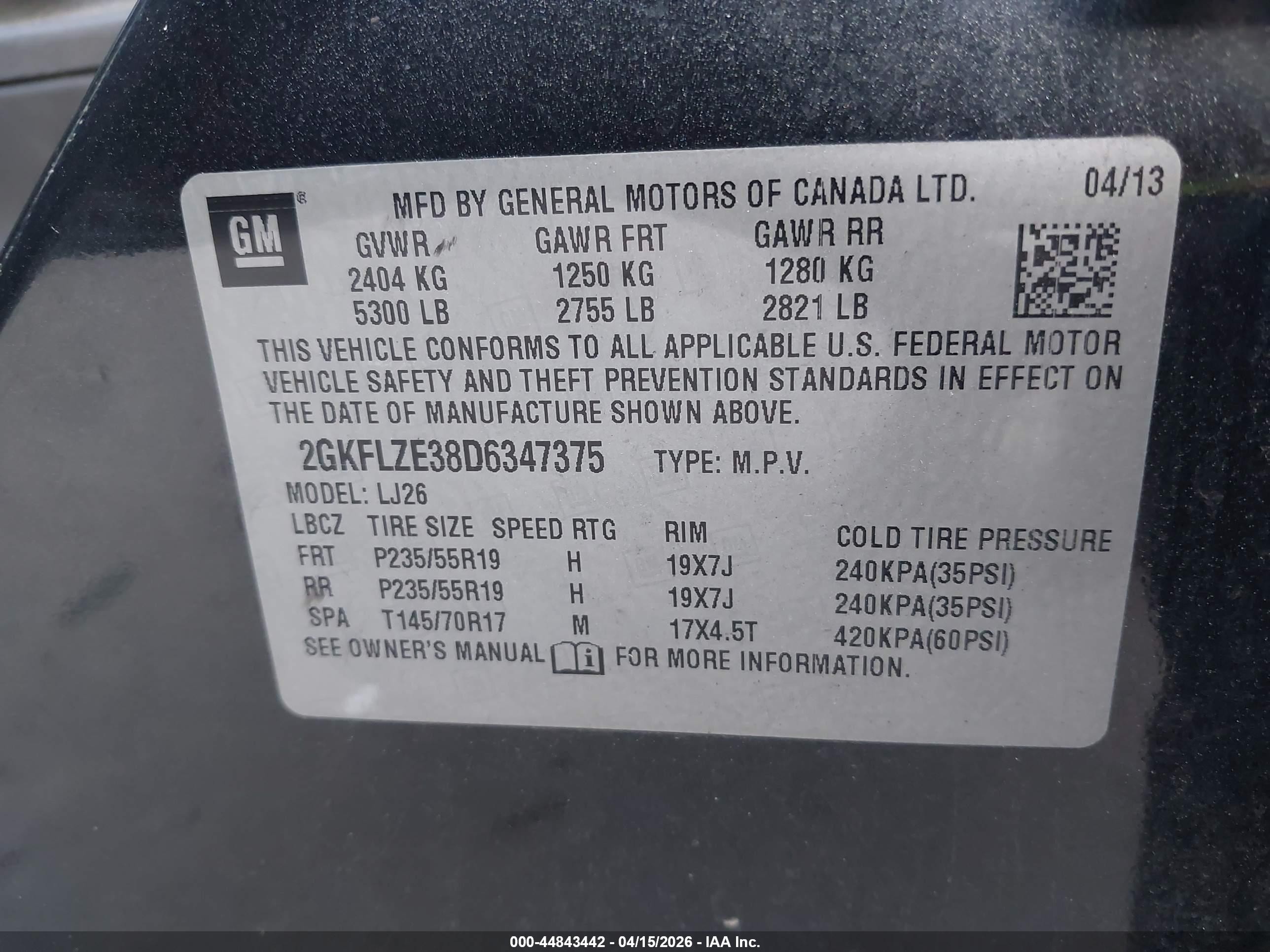 2013 Gmc Terrain Denali Черный vin: 2GKFLZE38D6347375