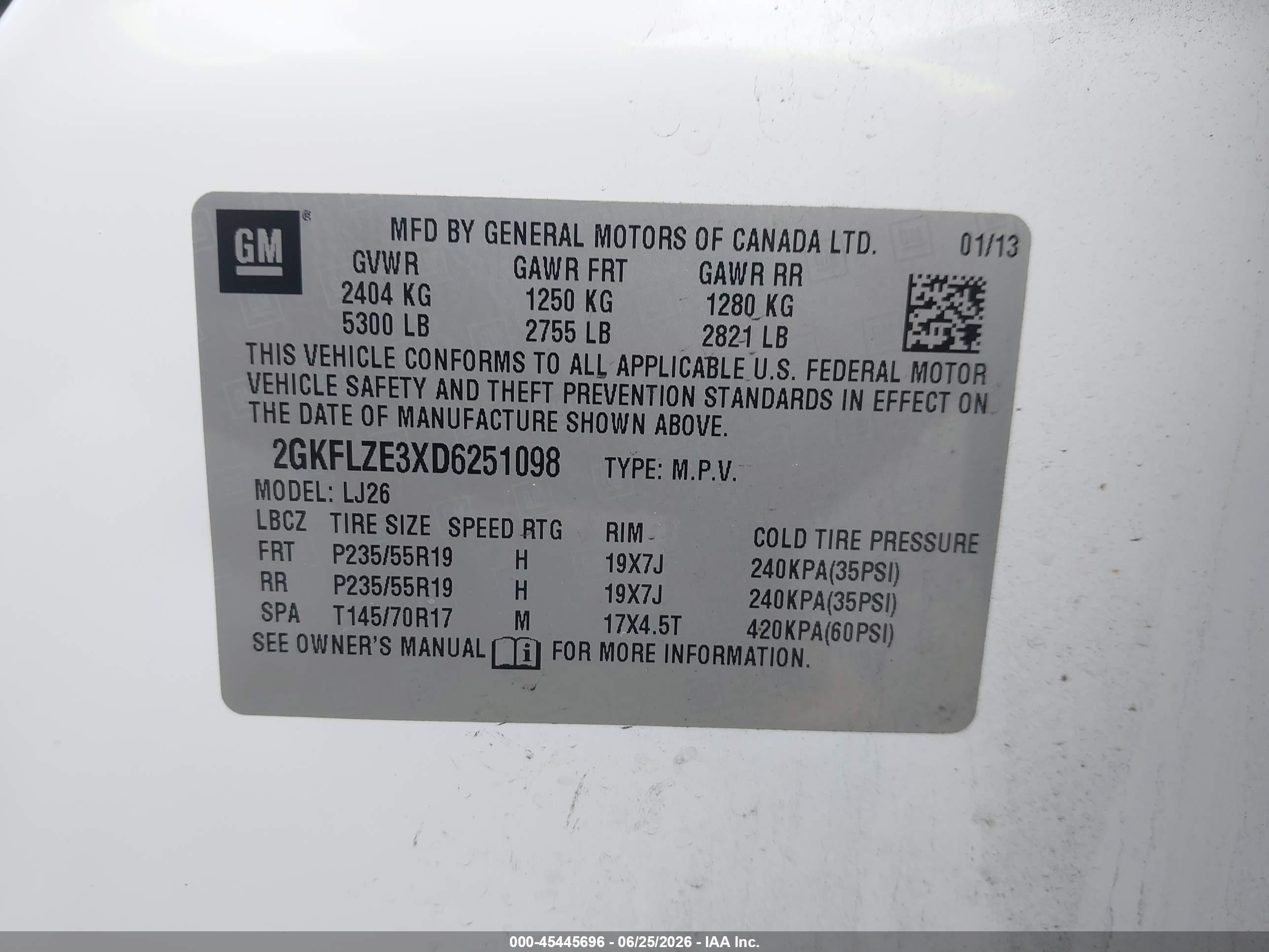 2013 Gmc Terrain Denali White vin: 2GKFLZE3XD6251098