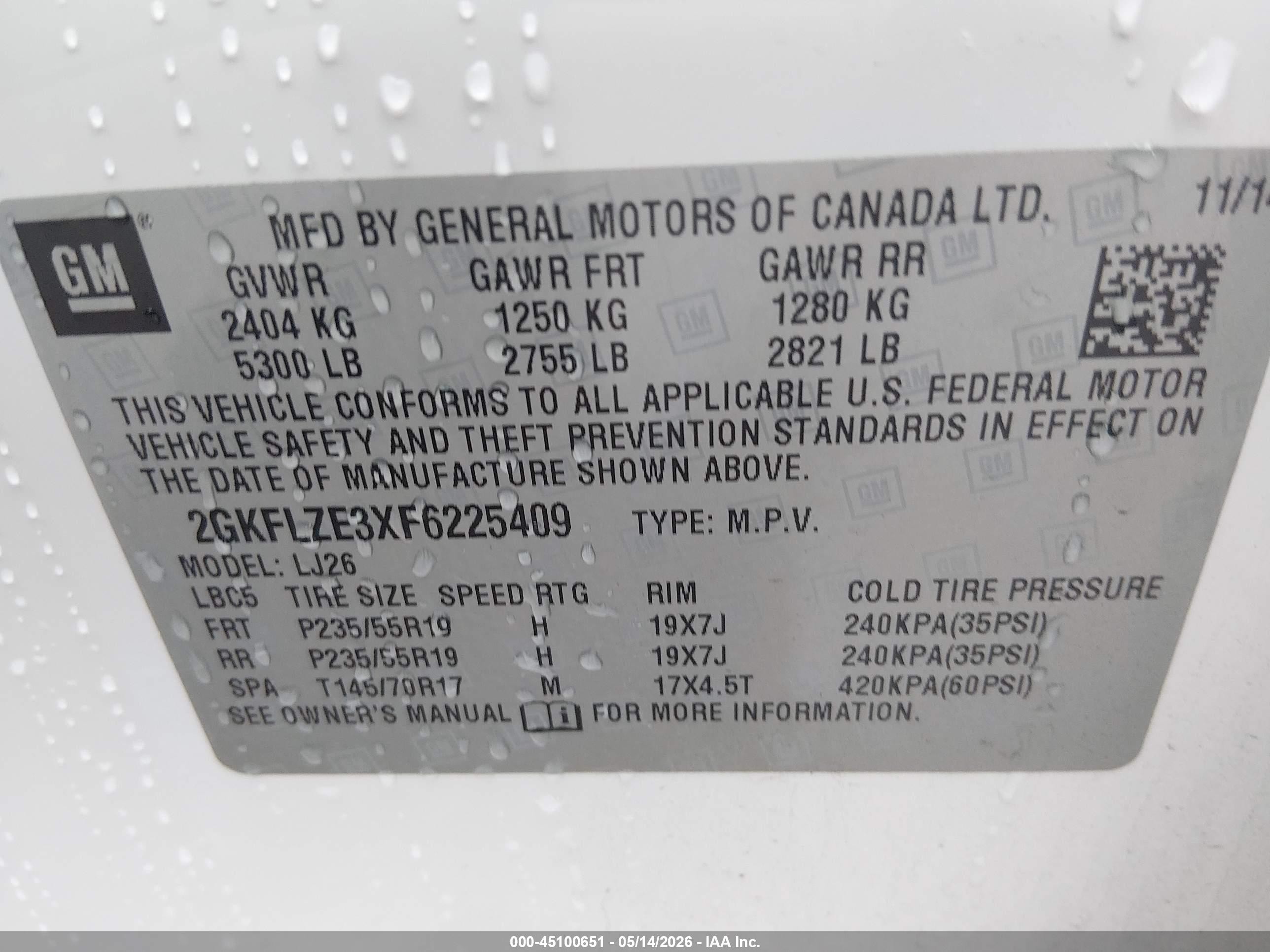 2015 Gmc Terrain Denali White vin: 2GKFLZE3XF6225409