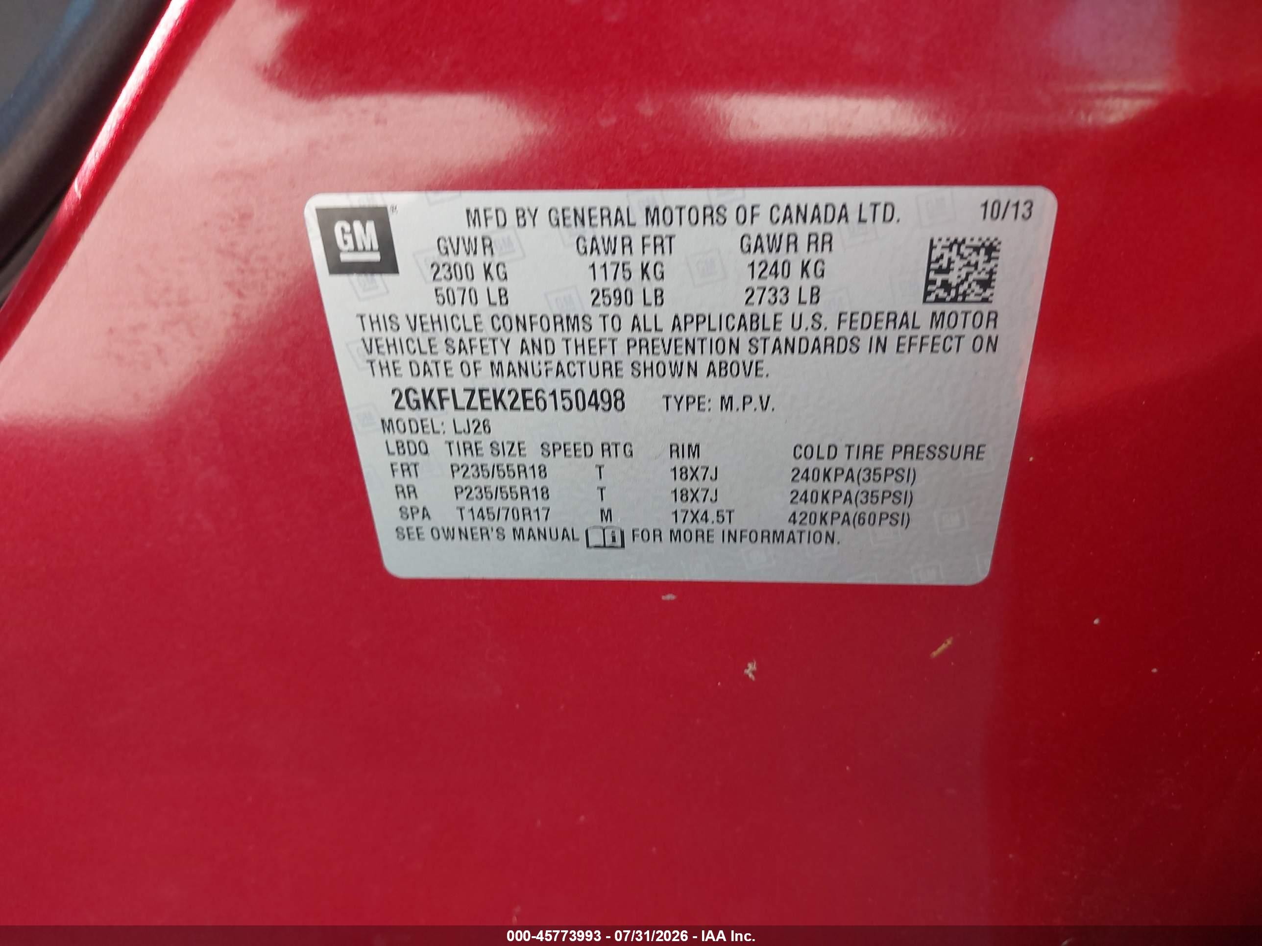 2014 Gmc Terrain Denali Red vin: 2GKFLZEK2E6150498