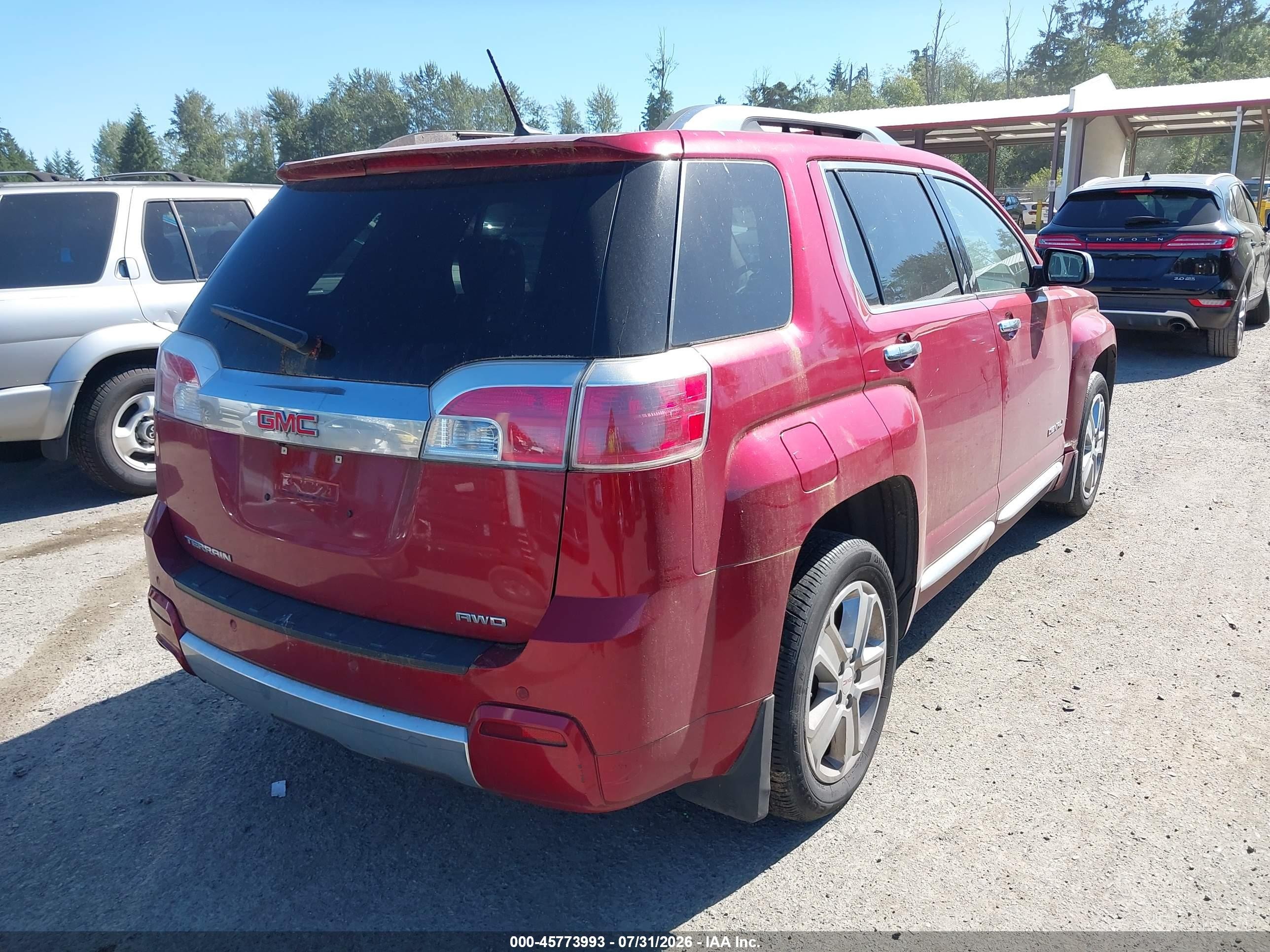 2014 Gmc Terrain Denali Red vin: 2GKFLZEK2E6150498