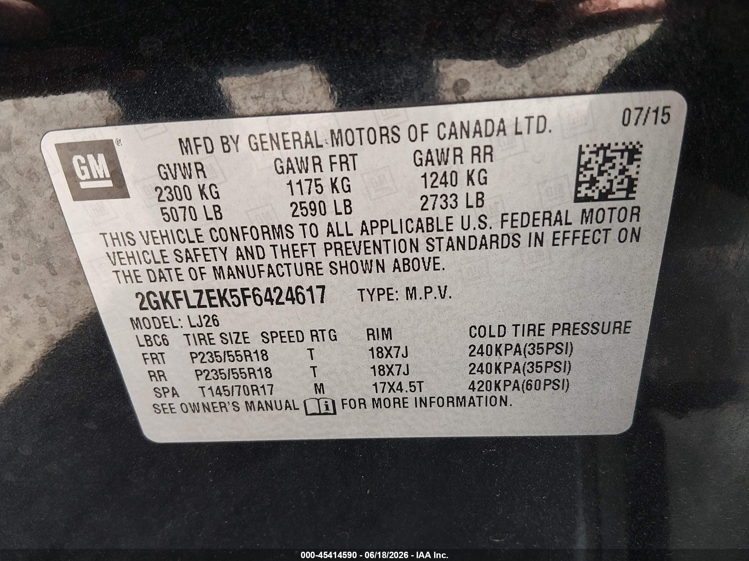 2015 Gmc Terrain Denali Black vin: 2GKFLZEK5F6424617