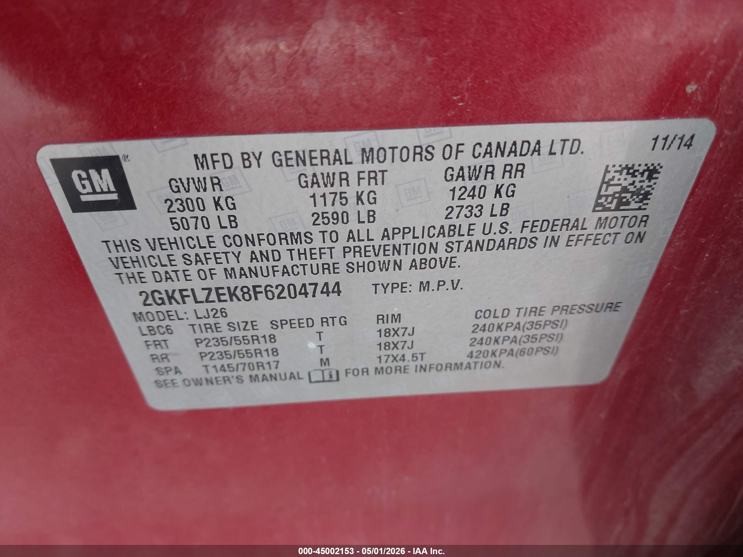 2015 Gmc Terrain Denali Red vin: 2GKFLZEK8F6204744