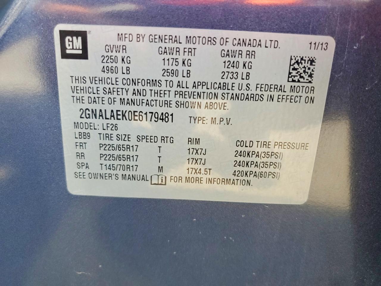 2014 Chevrolet Equinox Ls Blue vin: 2GNALAEK0E6179481