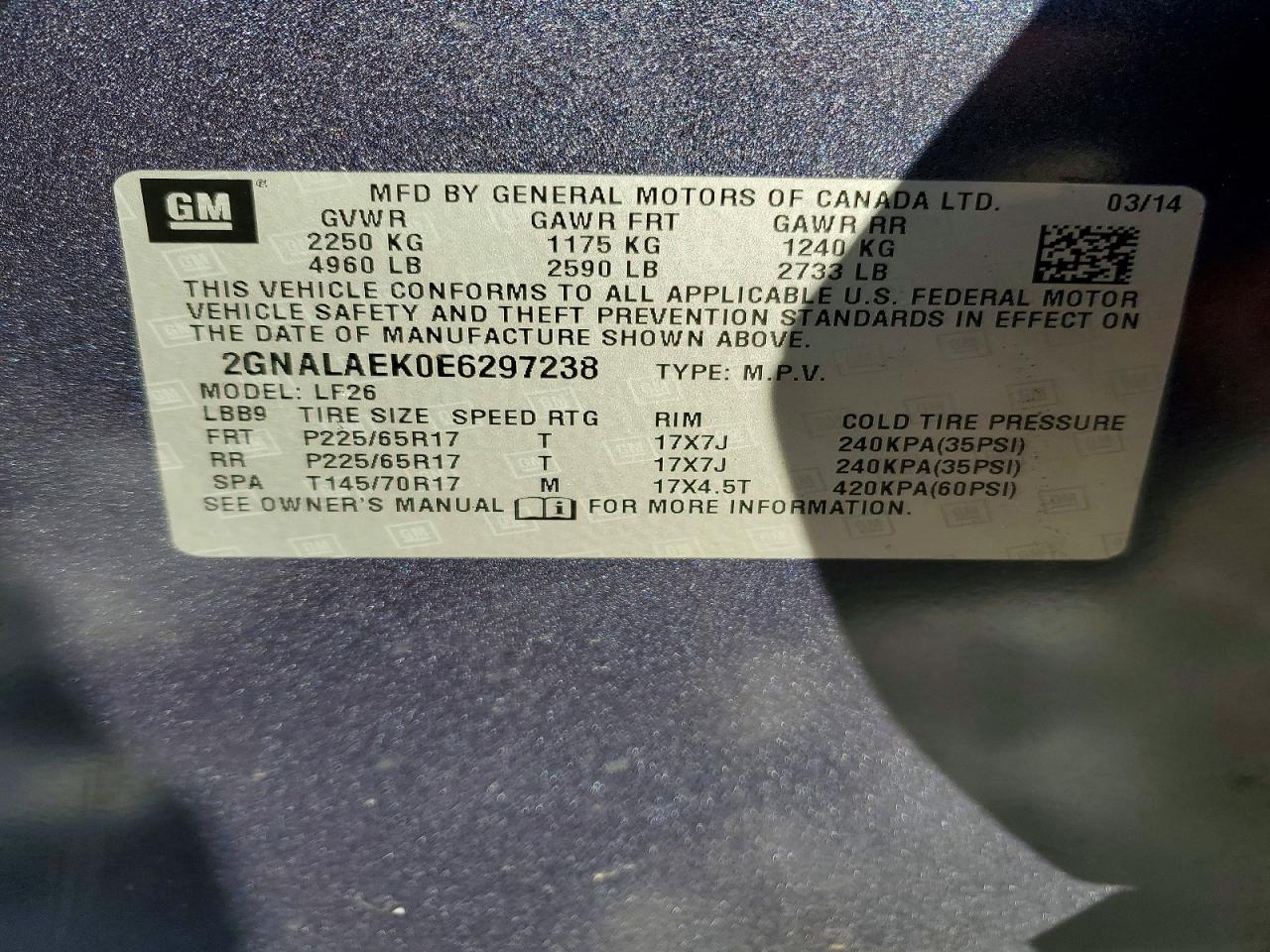 2014 Chevrolet Equinox Ls Синий vin: 2GNALAEK0E6297238