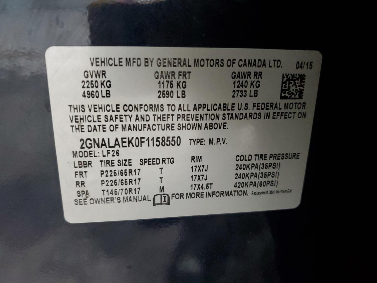 2015 Chevrolet Equinox Ls Синий vin: 2GNALAEK0F1158550