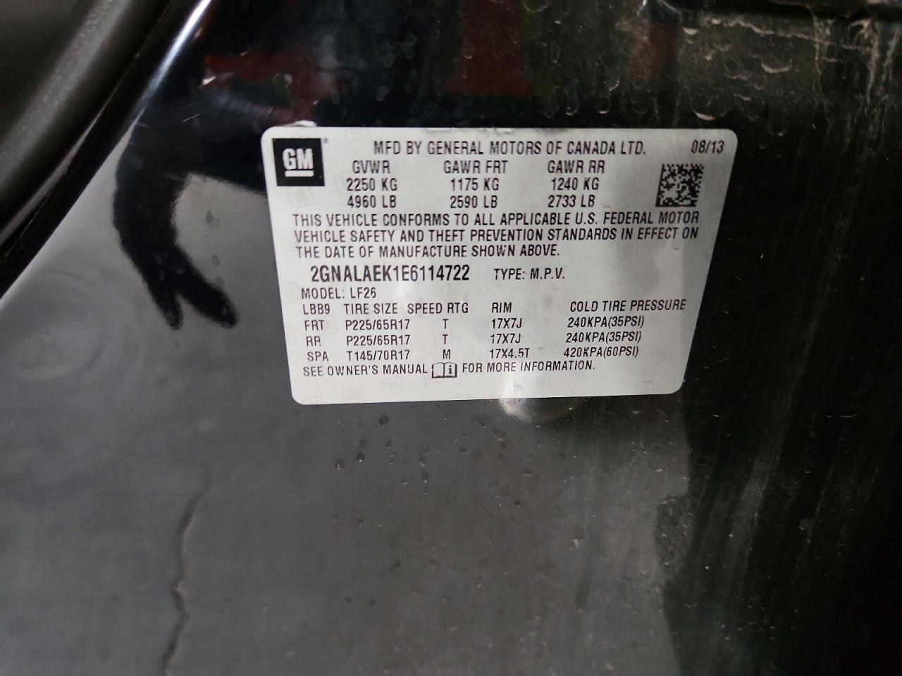 2014 Chevrolet Equinox Ls Черный vin: 2GNALAEK1E6114722