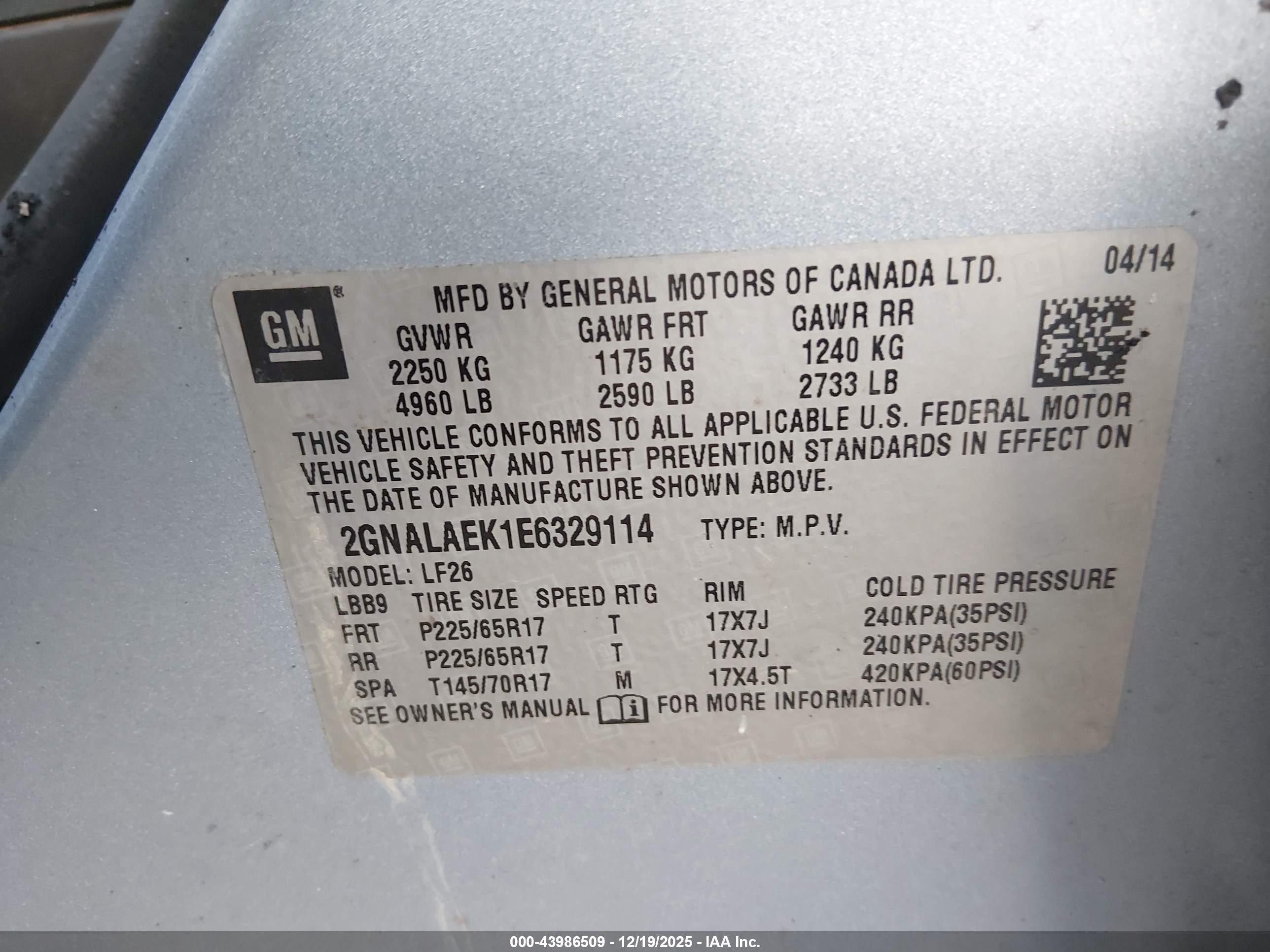 2014 Chevrolet Equinox Ls Green vin: 2GNALAEK1E6329114