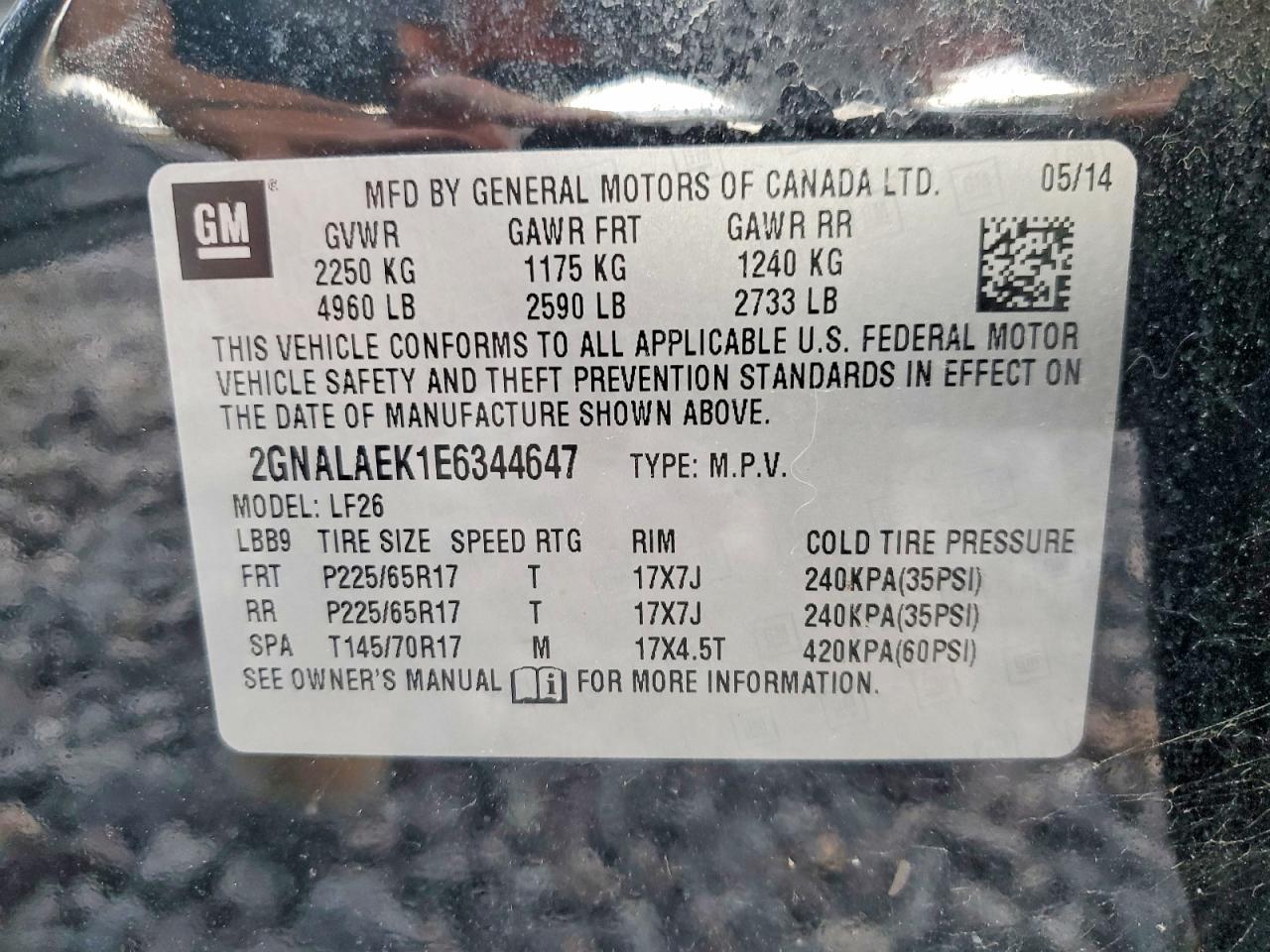 2014 Chevrolet Equinox Ls Black vin: 2GNALAEK1E6344647