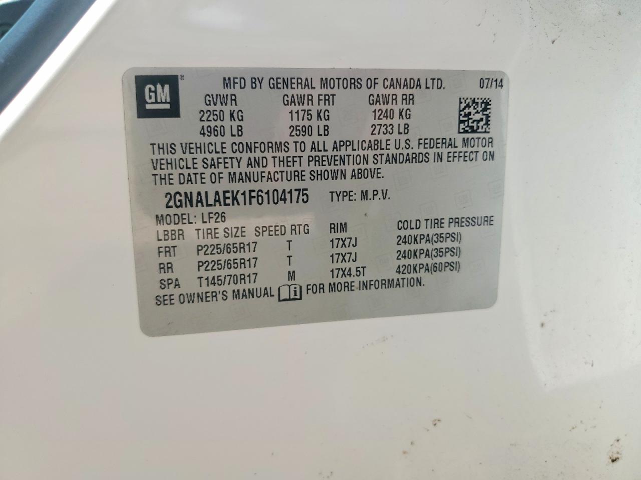 2015 Chevrolet Equinox Ls White vin: 2GNALAEK1F6104175