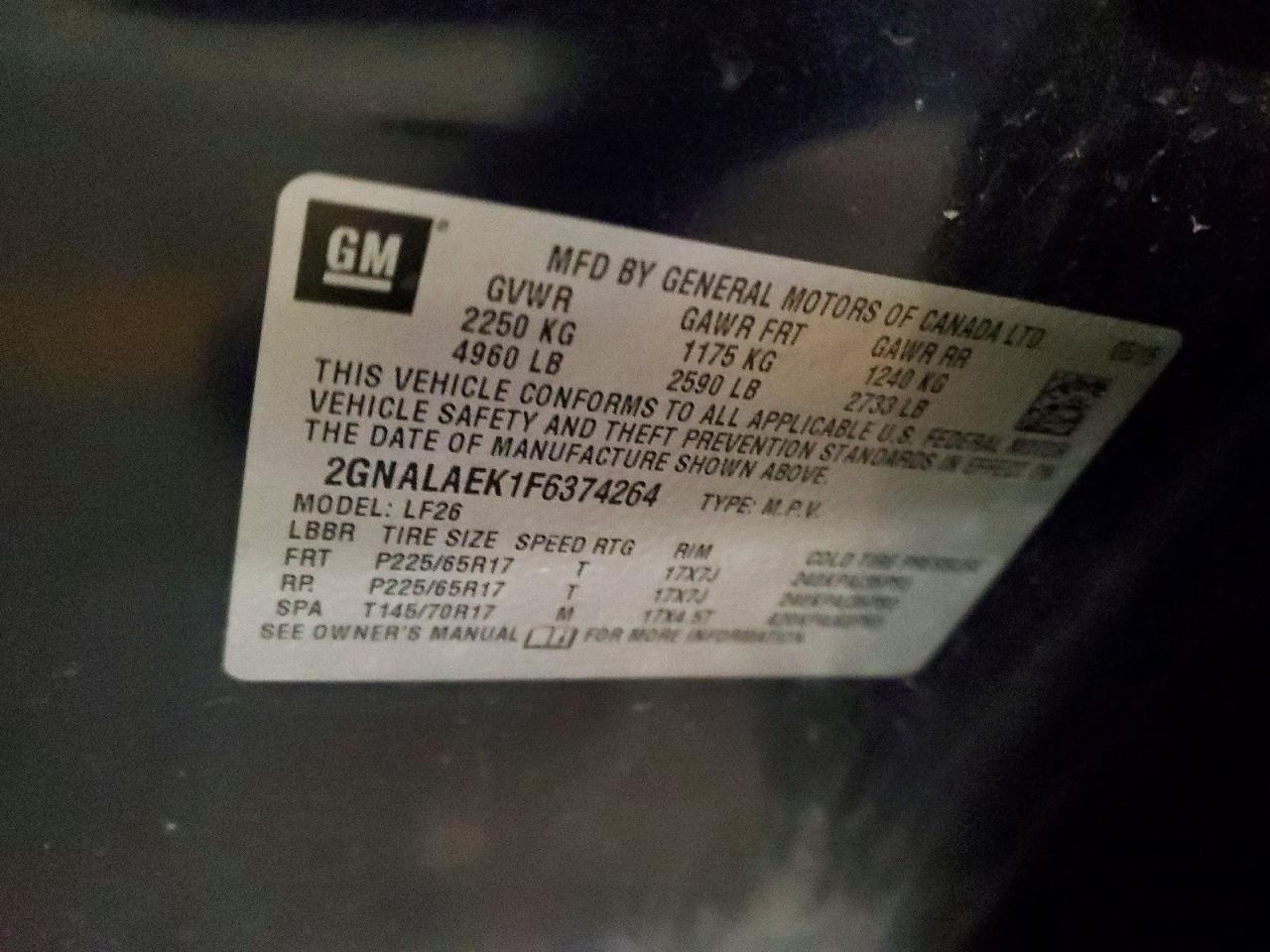 2015 Chevrolet Equinox Ls Black vin: 2GNALAEK1F6374264