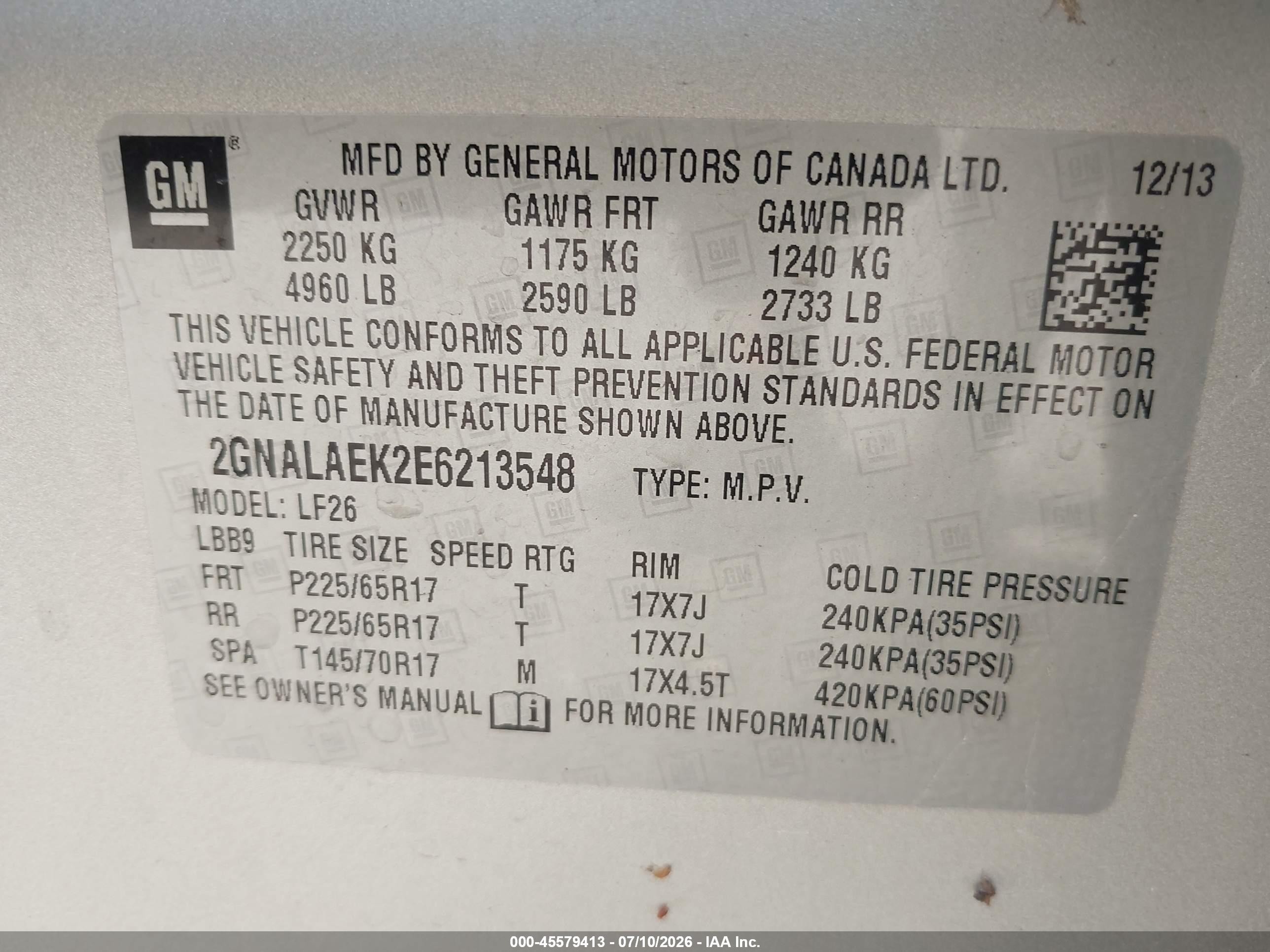 2014 Chevrolet Equinox Ls Champagne vin: 2GNALAEK2E6213548