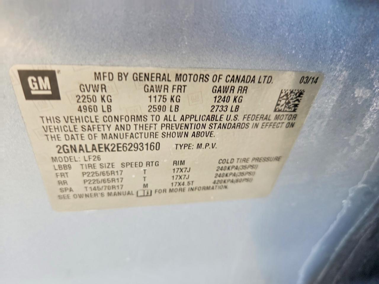 2014 Chevrolet Equinox Ls Blue vin: 2GNALAEK2E6293160