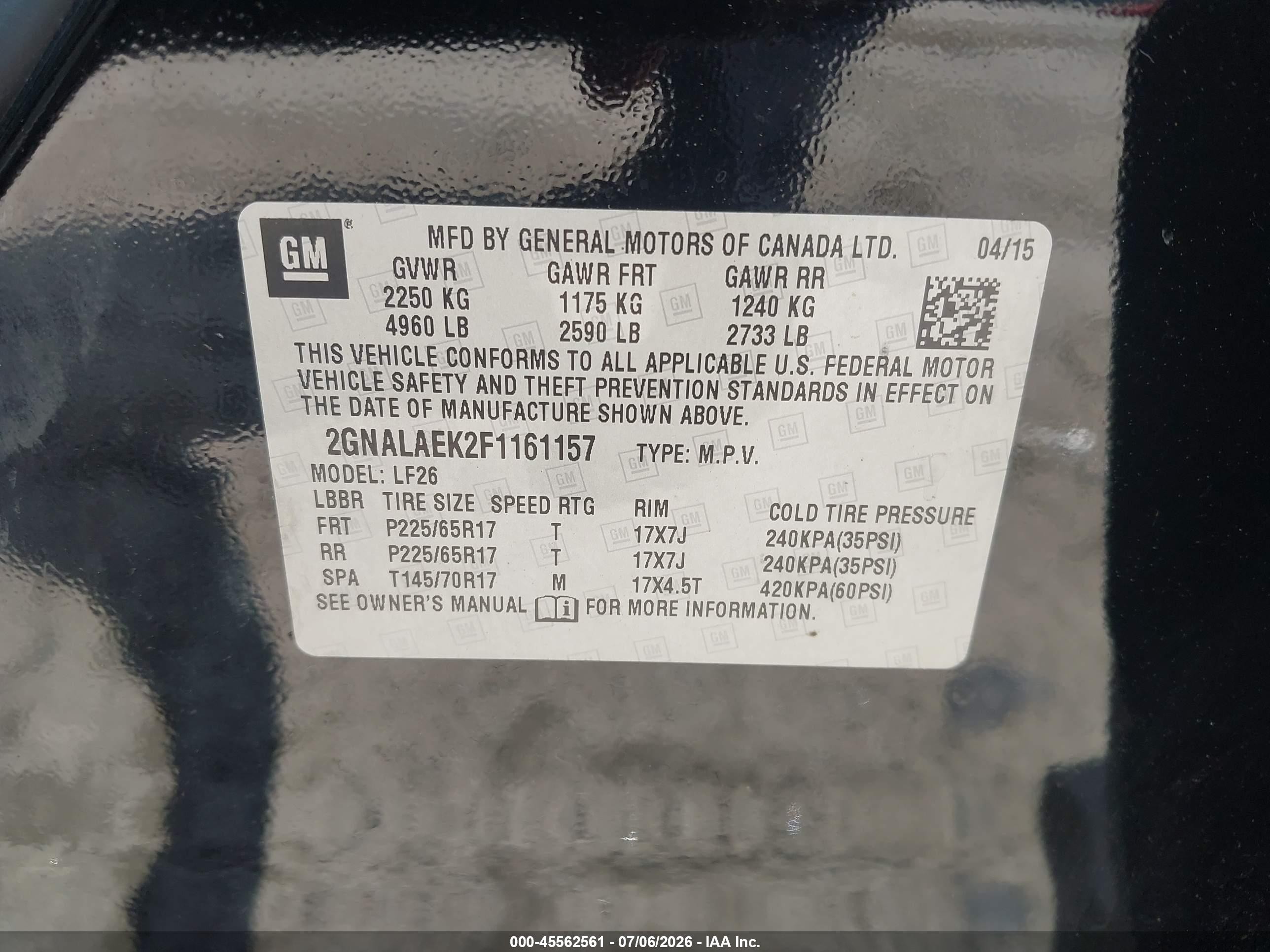 2015 Chevrolet Equinox Ls Black vin: 2GNALAEK2F1161157