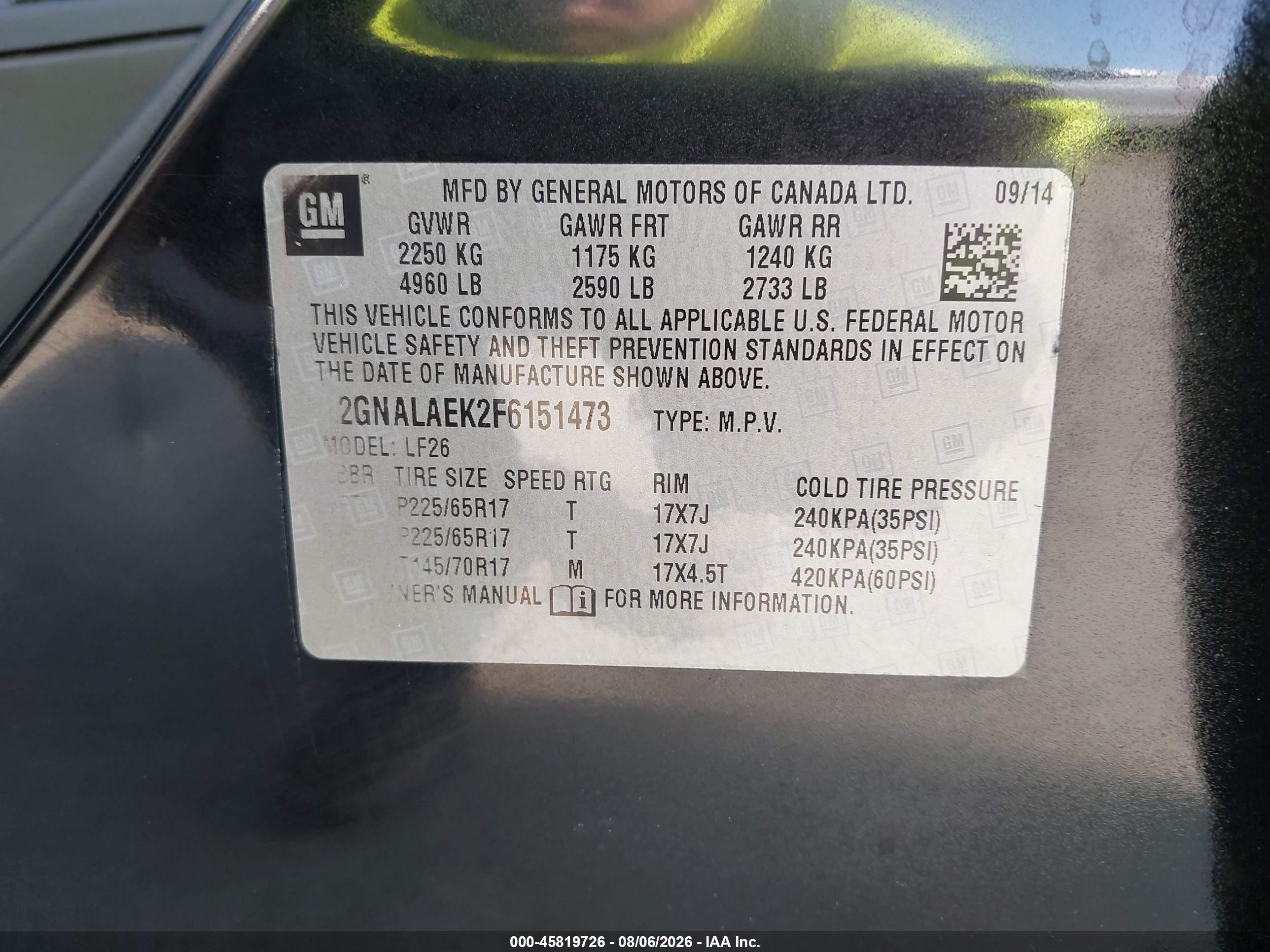 2015 Chevrolet Equinox Ls Черный vin: 2GNALAEK2F6151473