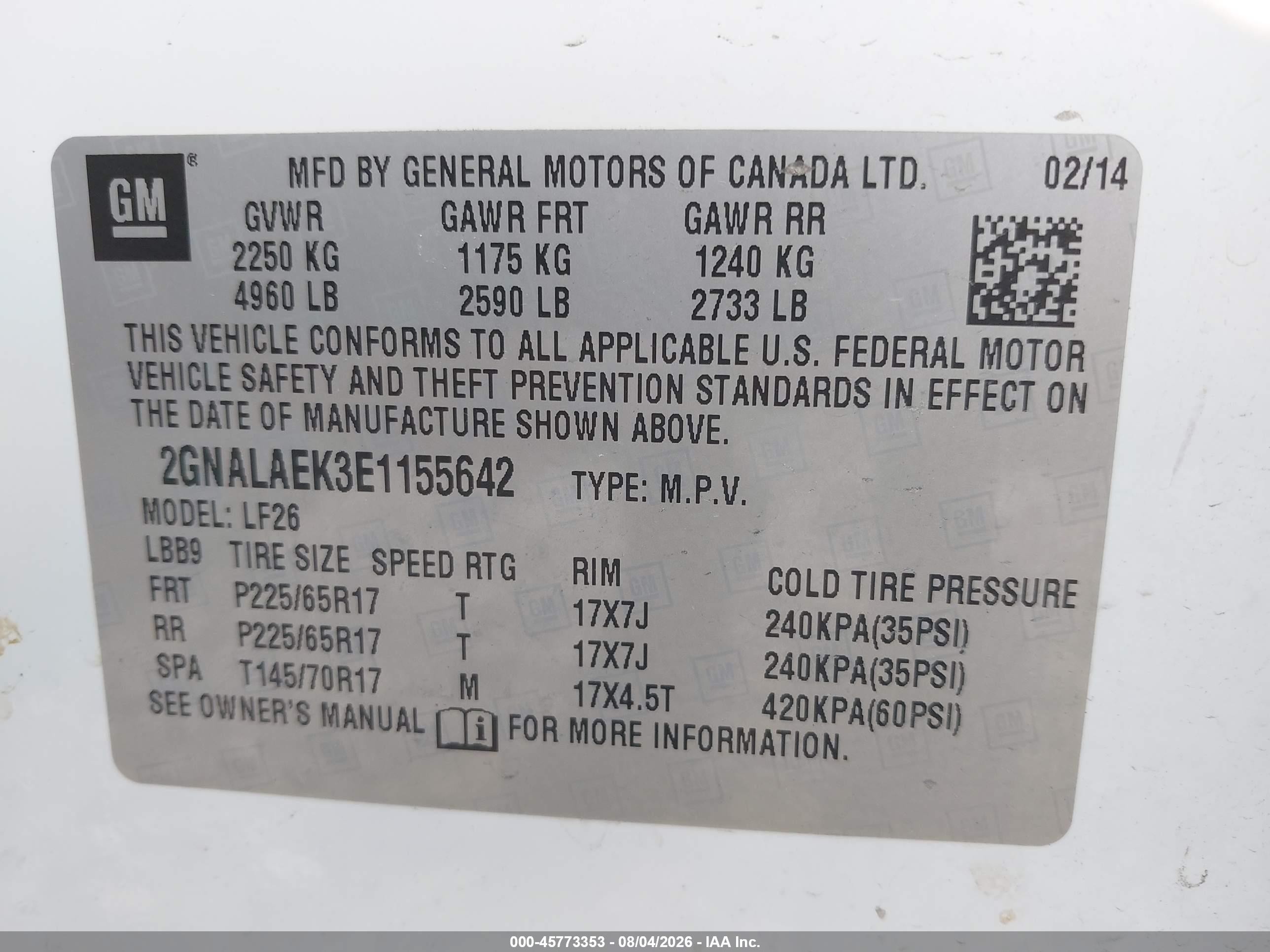 2014 Chevrolet Equinox Ls White vin: 2GNALAEK3E1155642