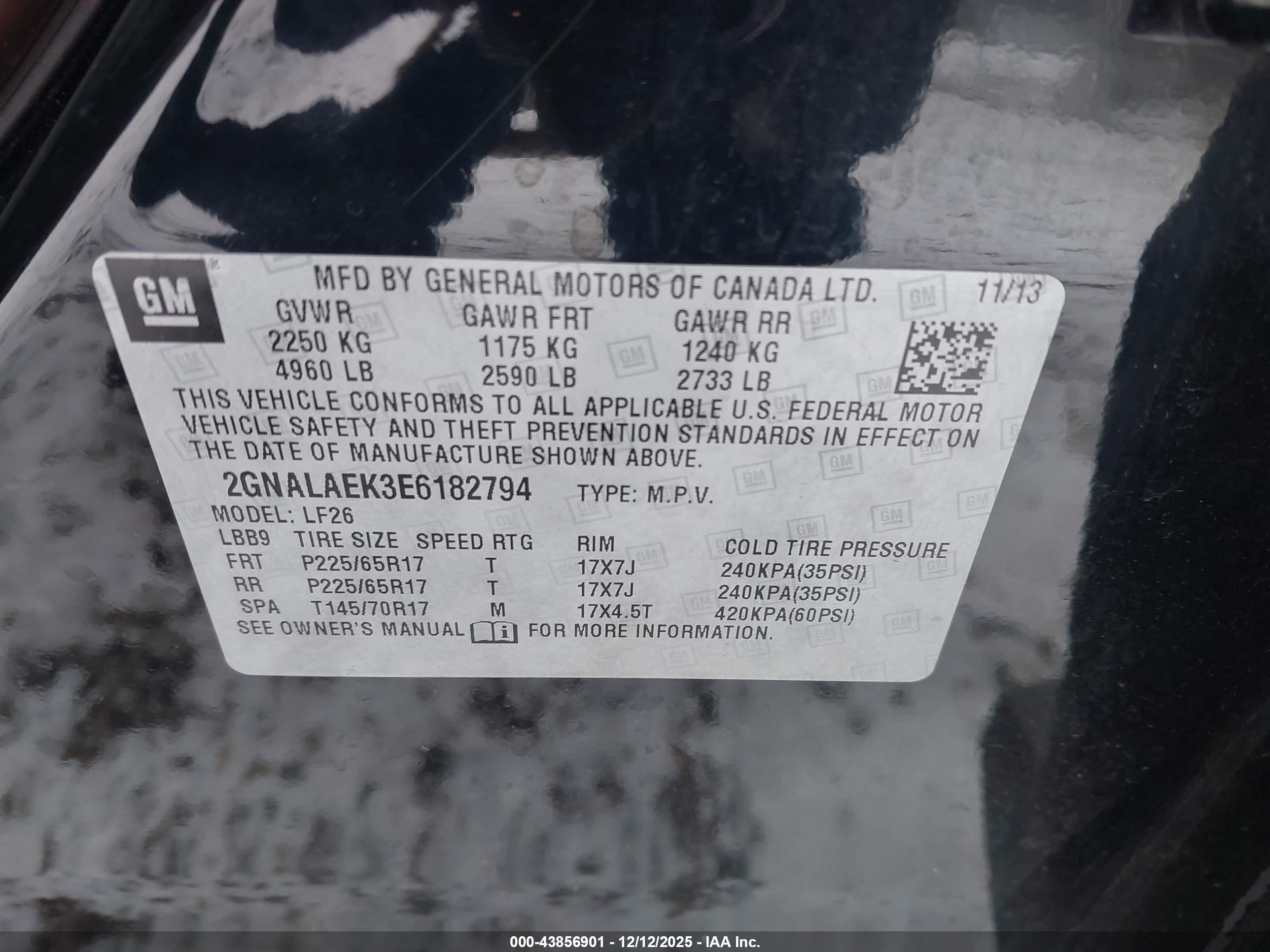 2014 Chevrolet Equinox Ls Black vin: 2GNALAEK3E6182794