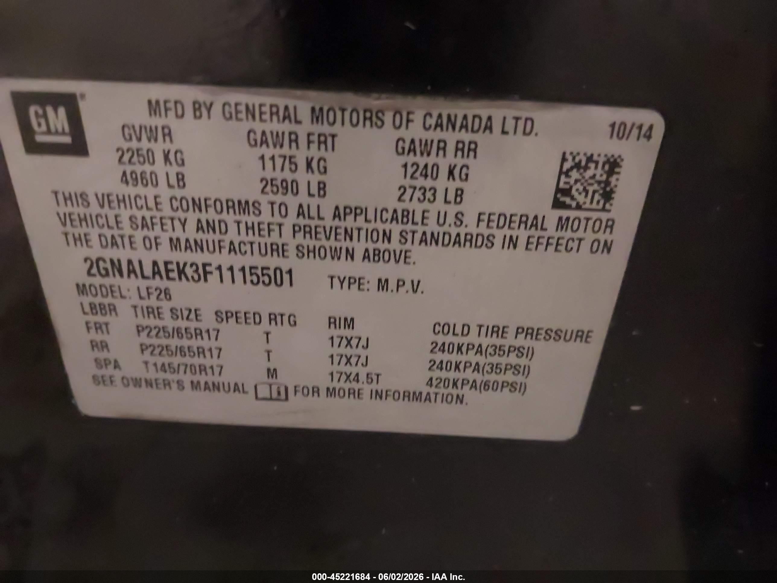 2015 Chevrolet Equinox Ls Black vin: 2GNALAEK3F1115501