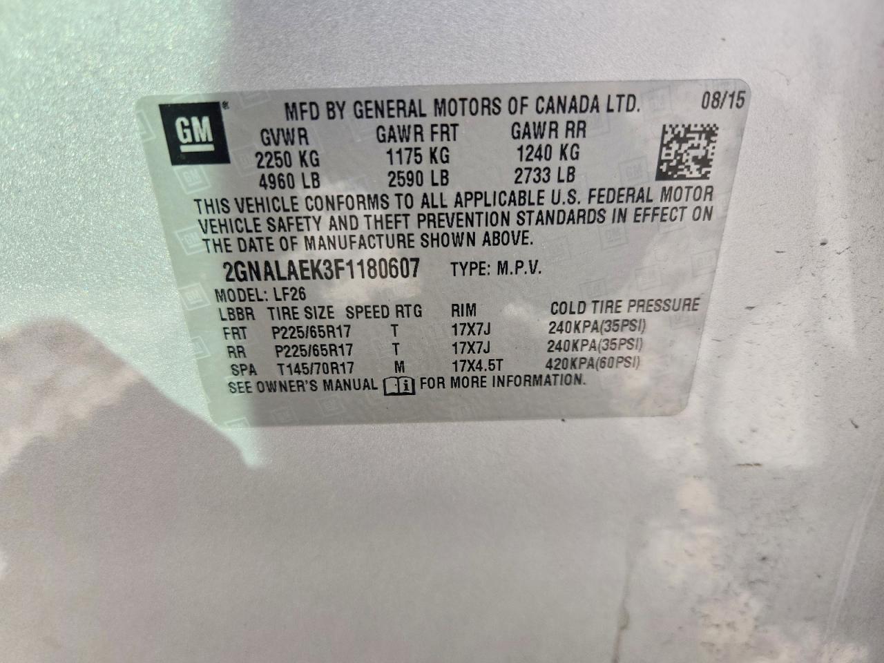 2015 Chevrolet Equinox Ls Silver vin: 2GNALAEK3F1180607