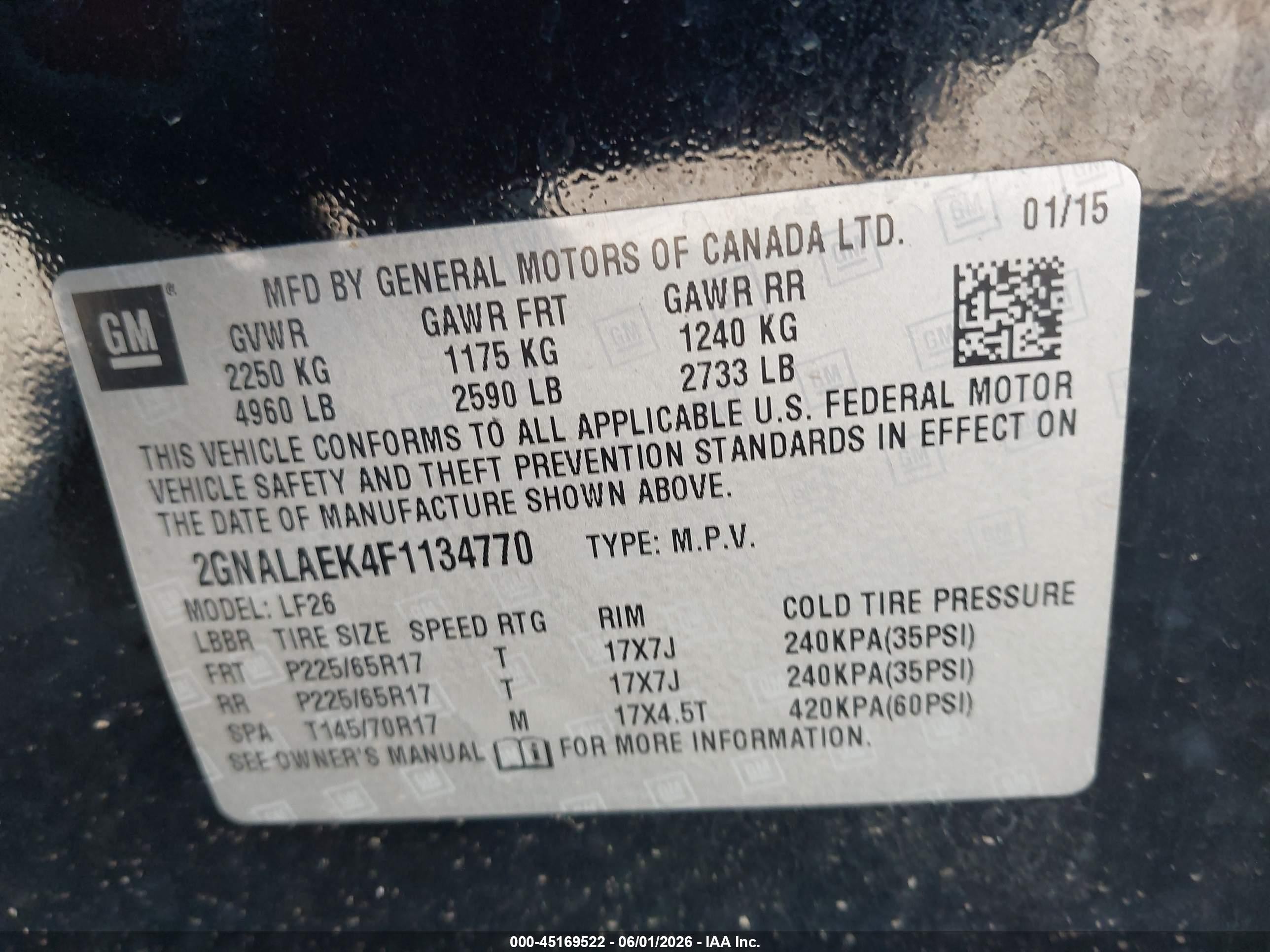 2015 Chevrolet Equinox Ls Black vin: 2GNALAEK4F1134770