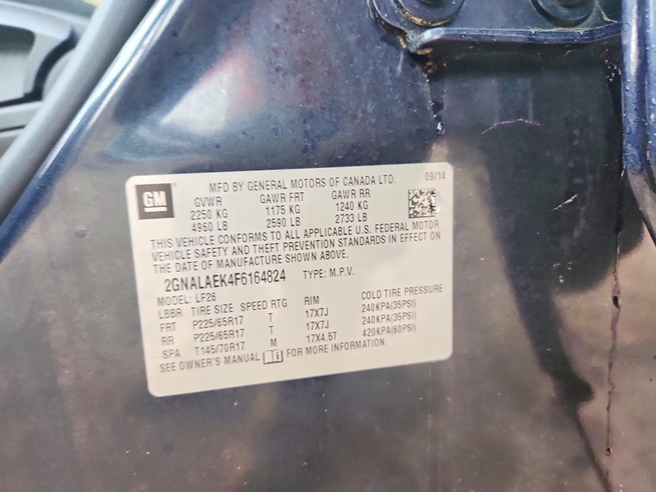 2015 Chevrolet Equinox Ls Blue vin: 2GNALAEK4F6164824