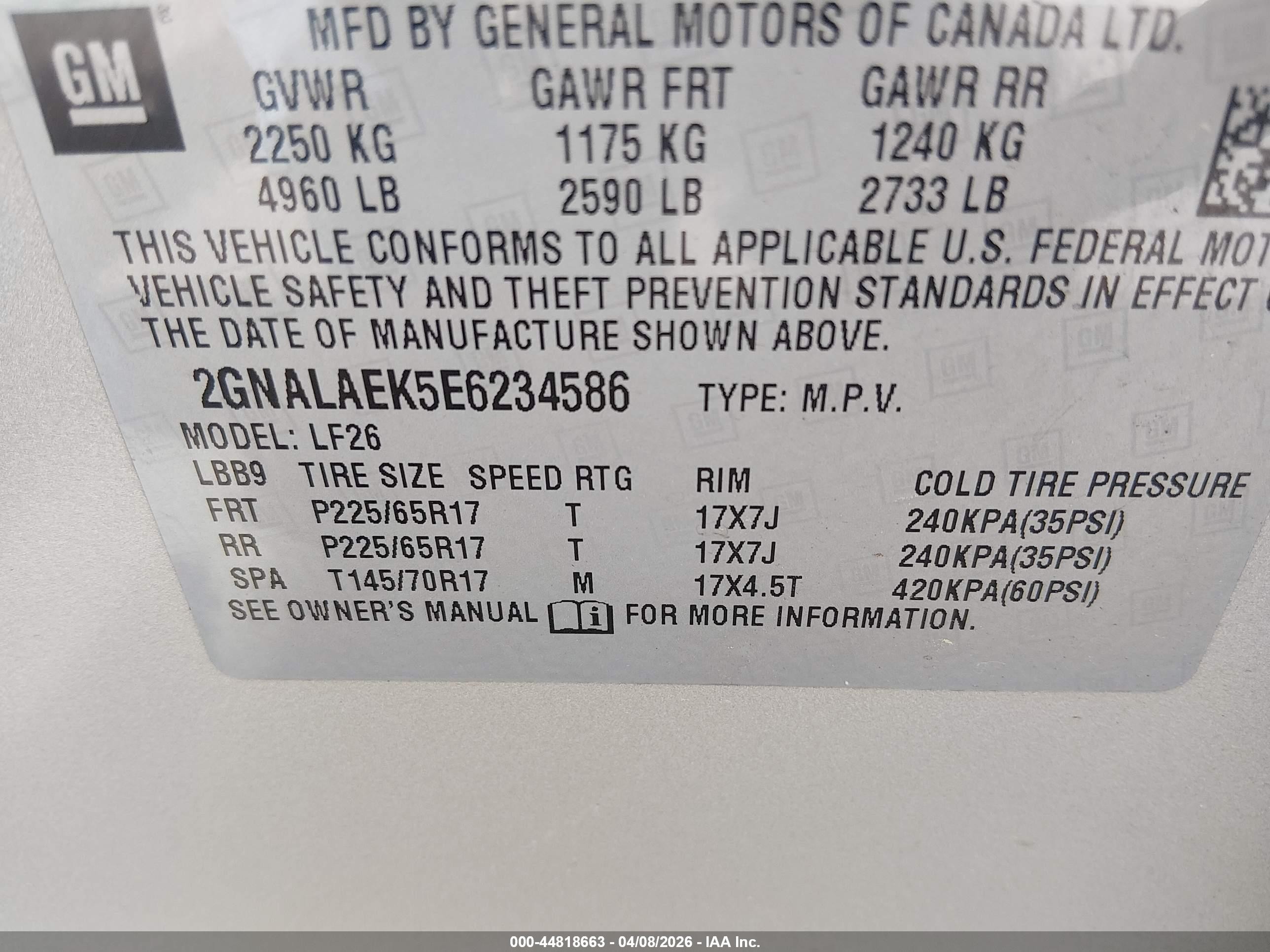 2014 Chevrolet Equinox Ls Champagne vin: 2GNALAEK5E6234586