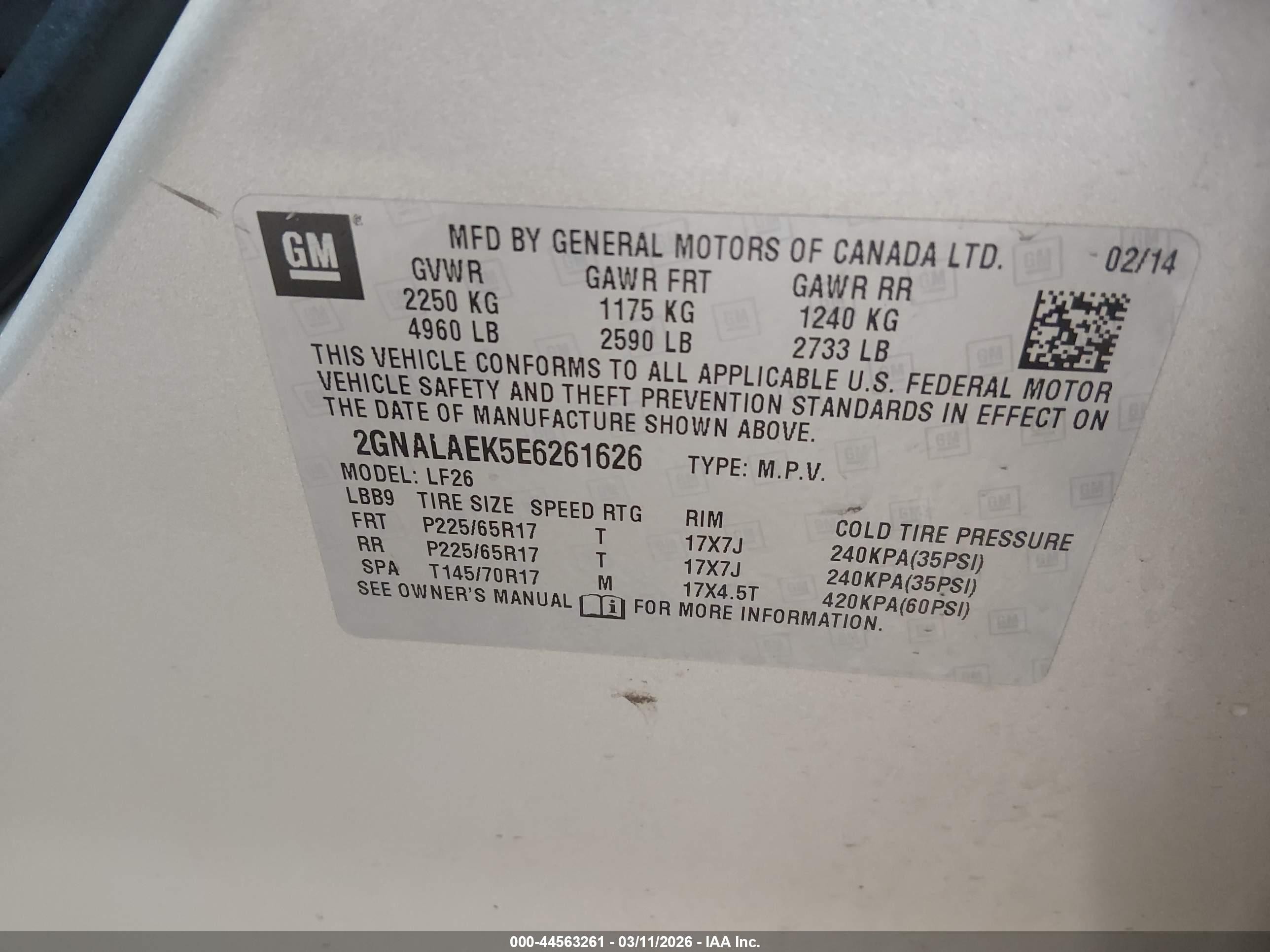 2014 Chevrolet Equinox Ls Gold vin: 2GNALAEK5E6261626