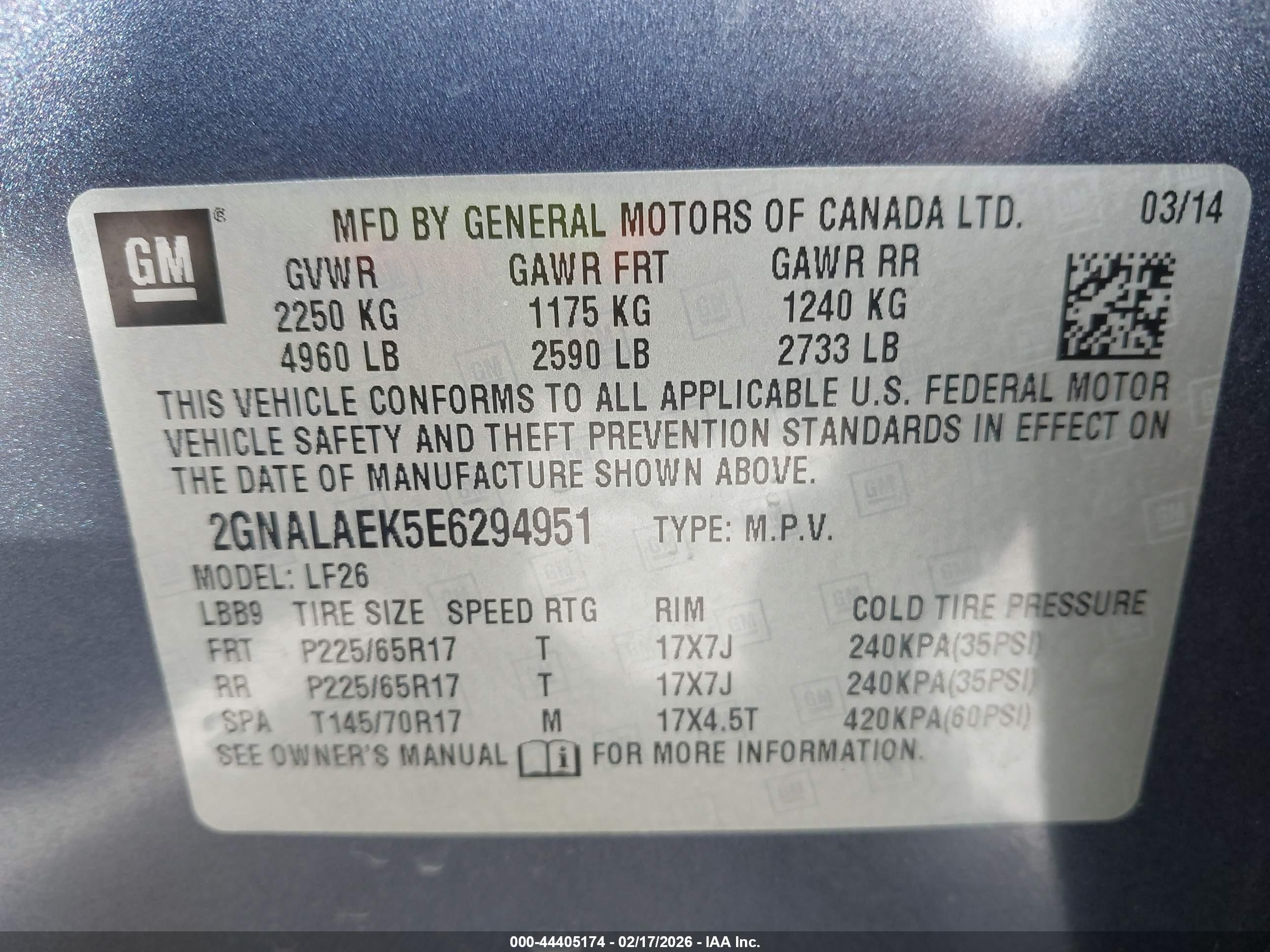2014 Chevrolet Equinox Ls Blue vin: 2GNALAEK5E6294951