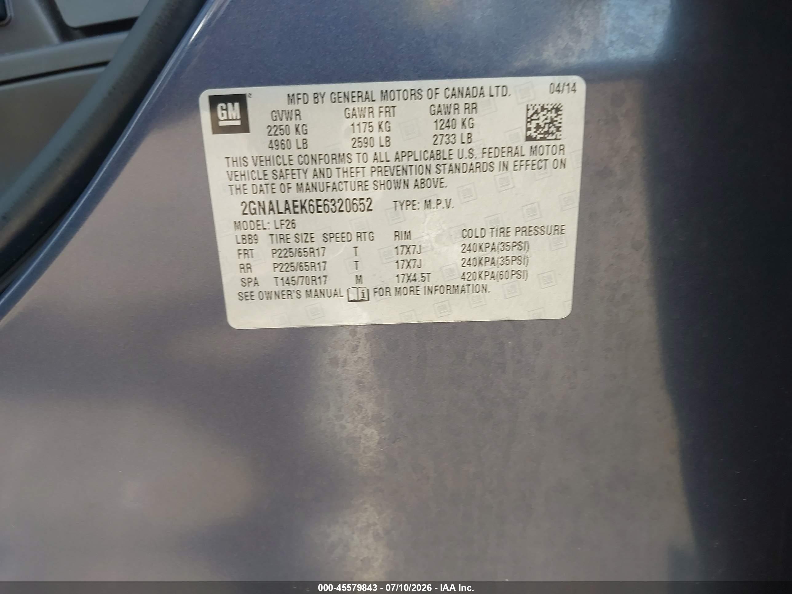 2014 Chevrolet Equinox Ls Blue vin: 2GNALAEK6E6320652