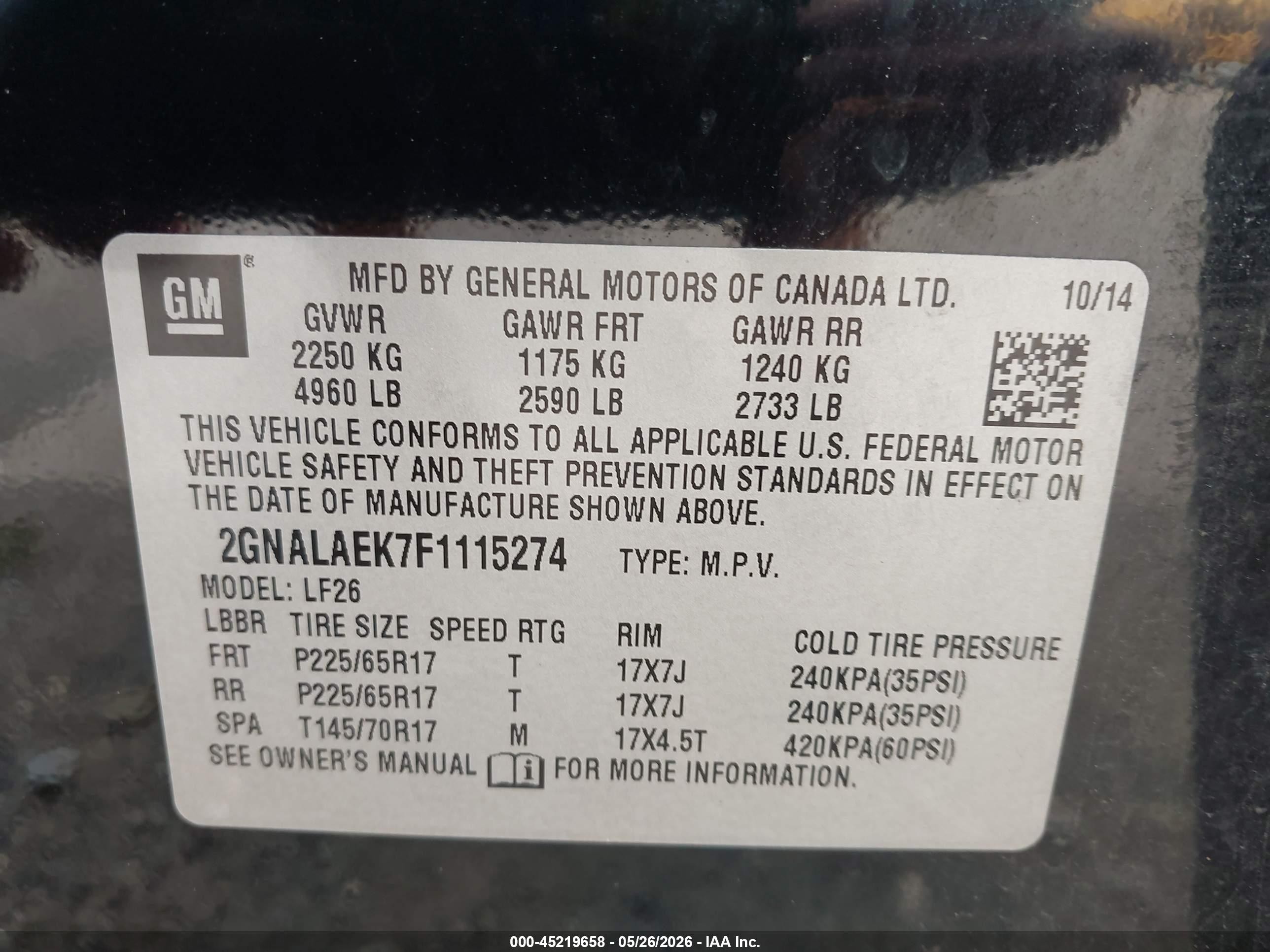 2015 Chevrolet Equinox Ls Black vin: 2GNALAEK7F1115274
