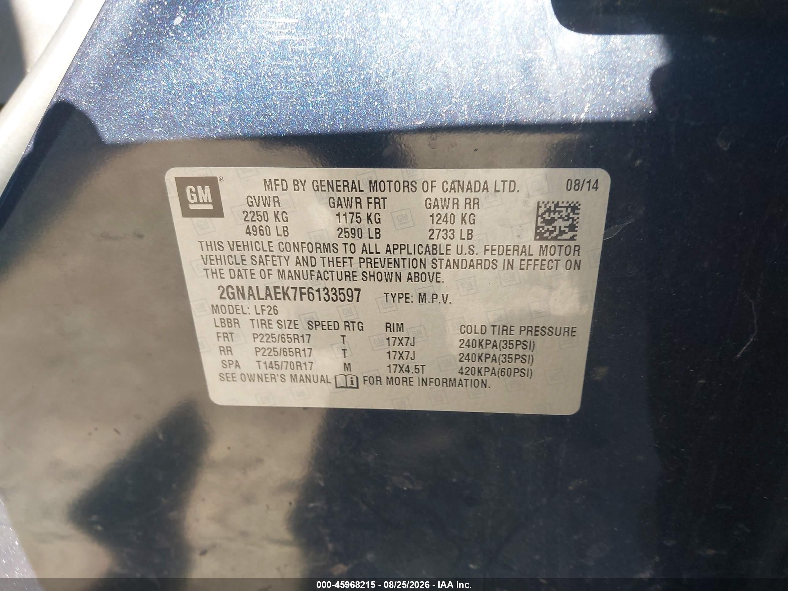 2015 Chevrolet Equinox Ls Черный vin: 2GNALAEK7F6133597