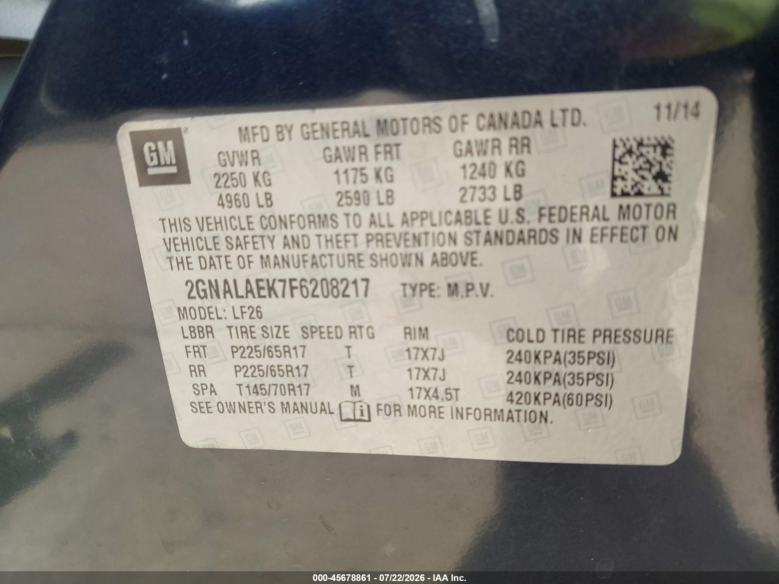 2015 Chevrolet Equinox Ls Black vin: 2GNALAEK7F6208217