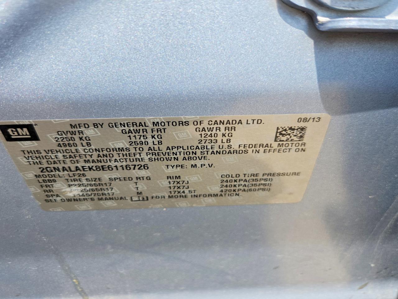 2014 Chevrolet Equinox Ls Blue vin: 2GNALAEK8E6116726