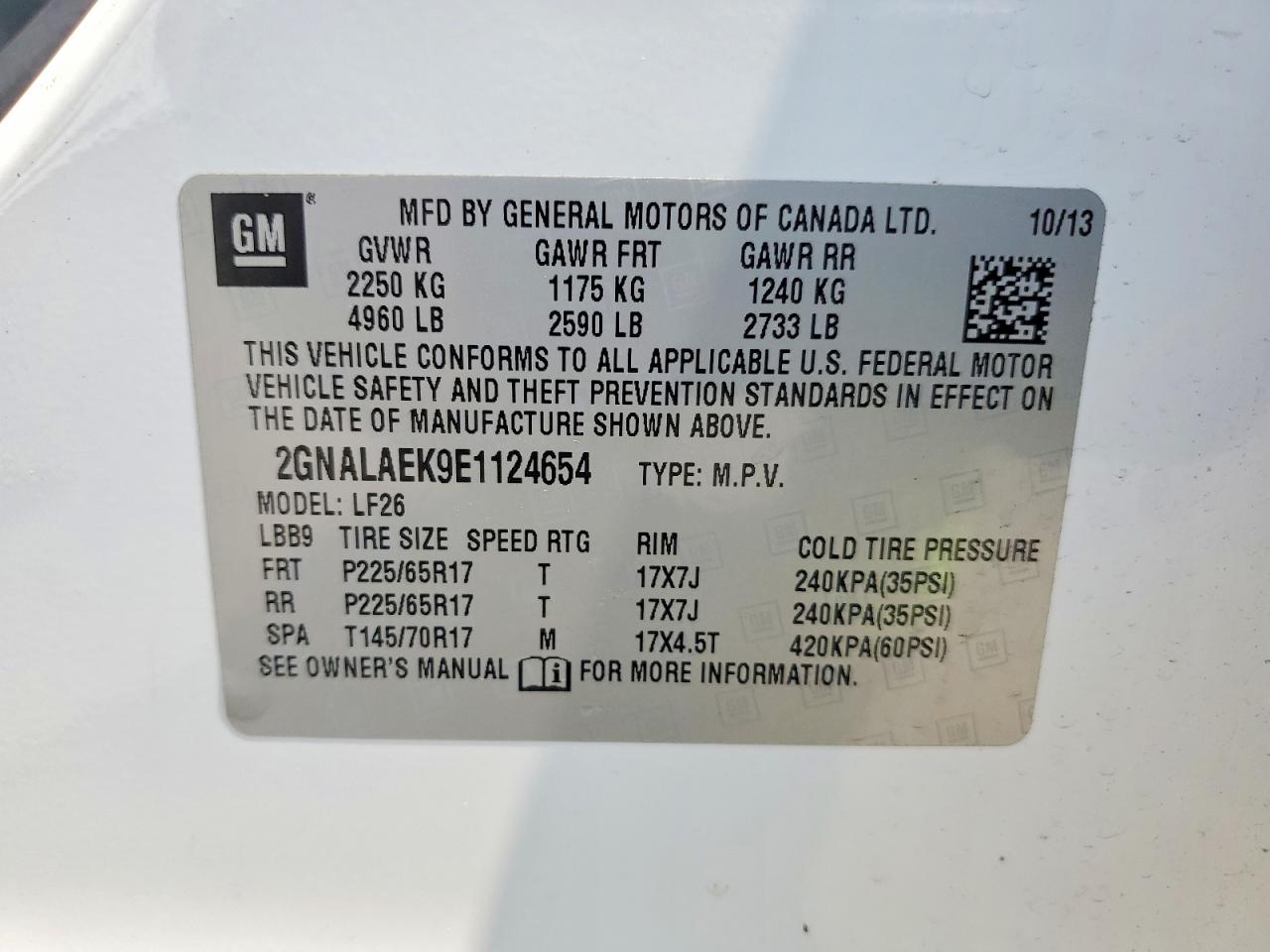 2014 Chevrolet Equinox Ls Белый vin: 2GNALAEK9E1124654