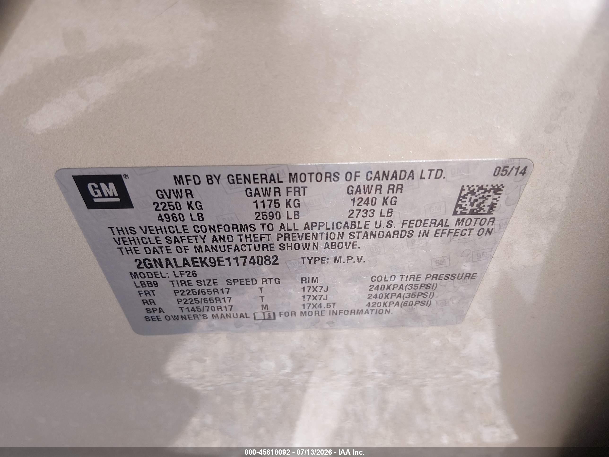 2014 Chevrolet Equinox Ls Gold vin: 2GNALAEK9E1174082