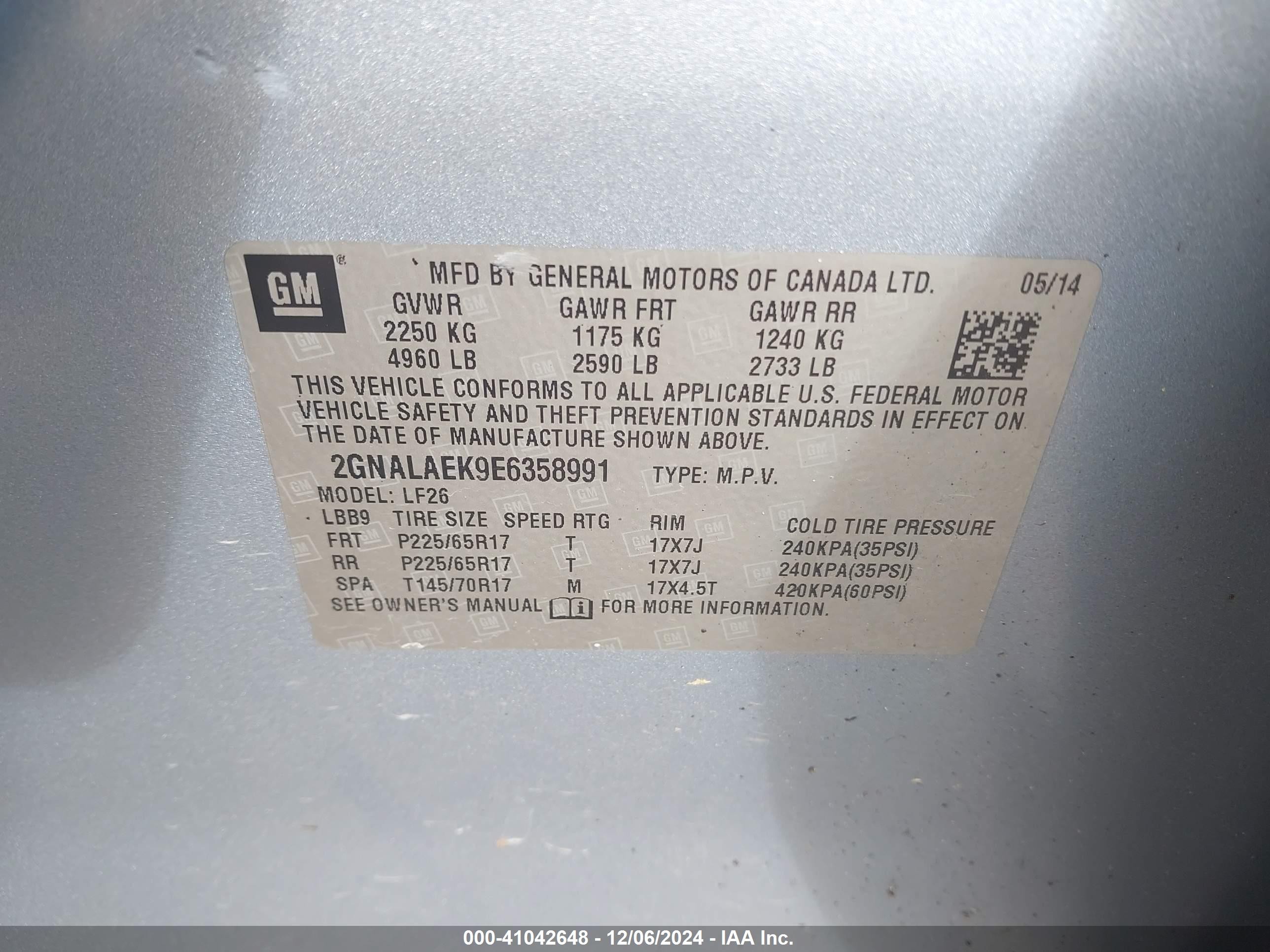 2014 Chevrolet Equinox Ls Blue vin: 2GNALAEK9E6358991