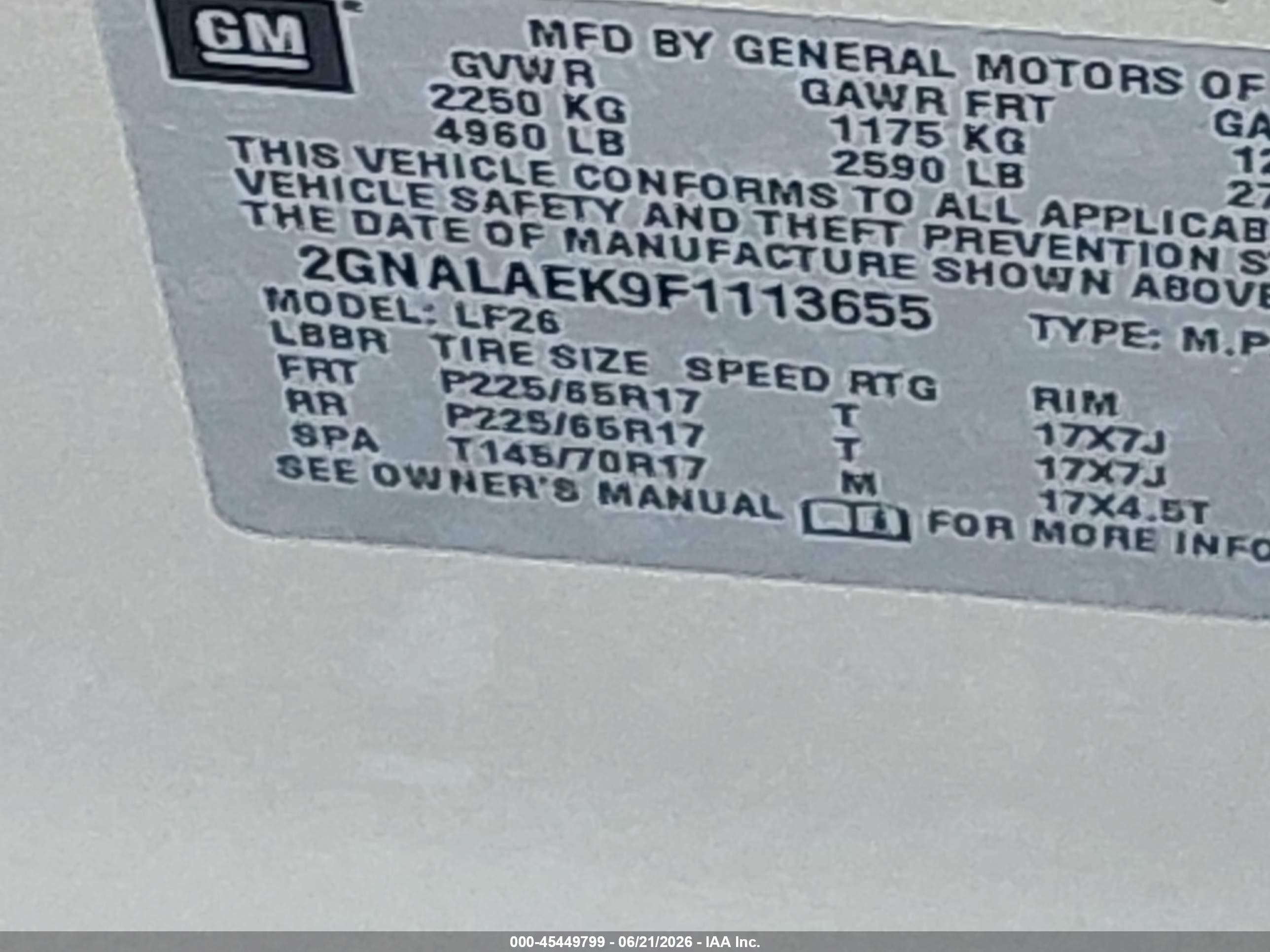 2015 Chevrolet Equinox Ls Gold vin: 2GNALAEK9F1113655