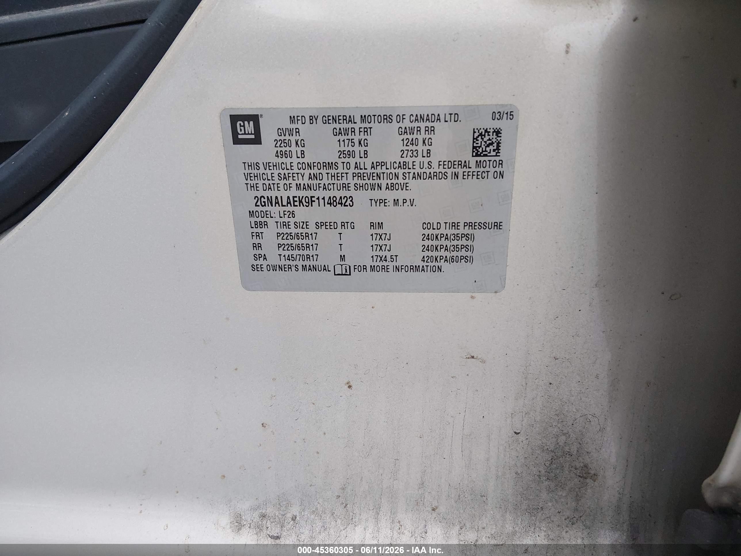 2015 Chevrolet Equinox Ls Beige vin: 2GNALAEK9F1148423