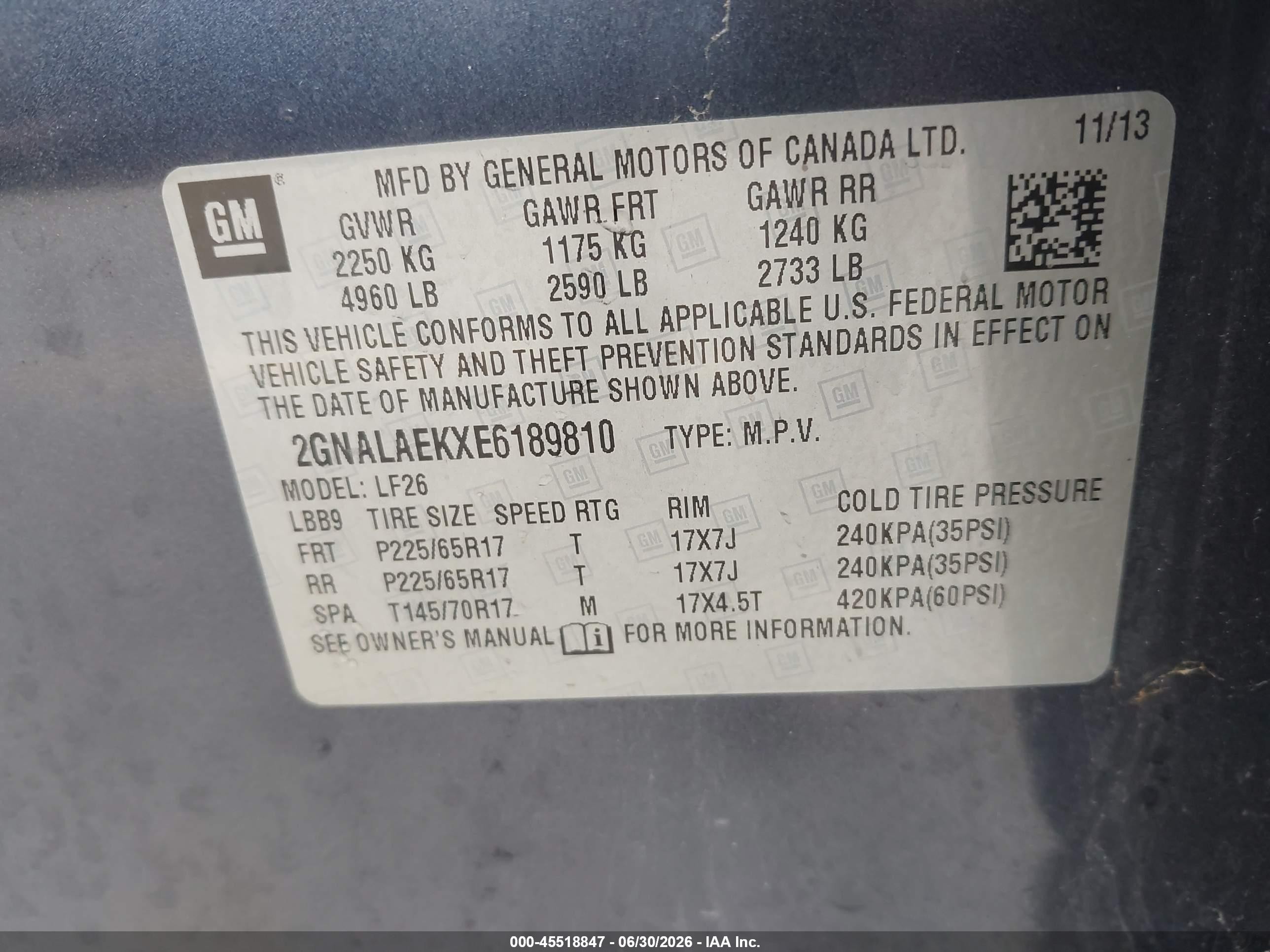 2014 Chevrolet Equinox Ls Синий vin: 2GNALAEKXE6189810