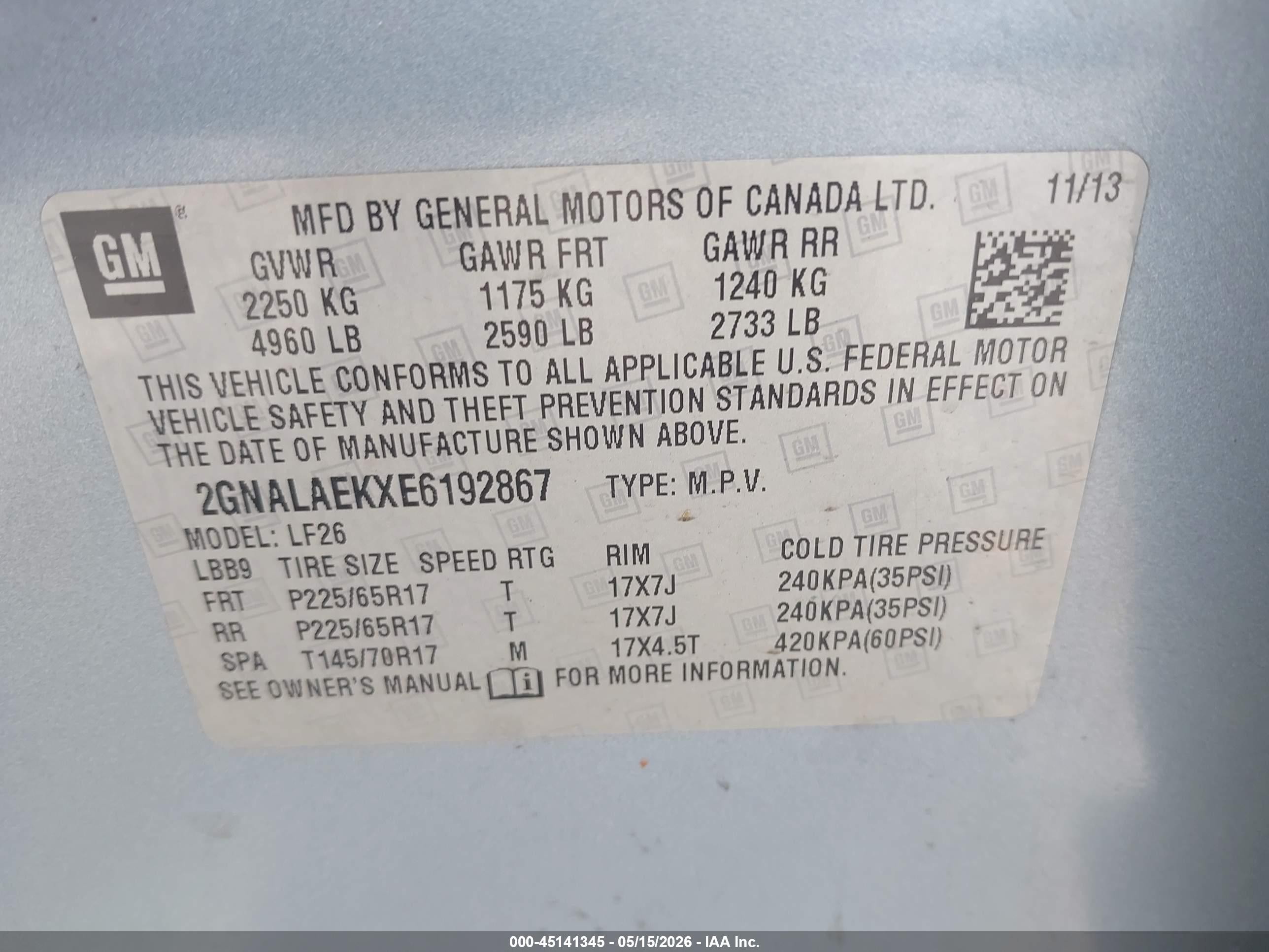 2014 Chevrolet Equinox Ls Blue vin: 2GNALAEKXE6192867