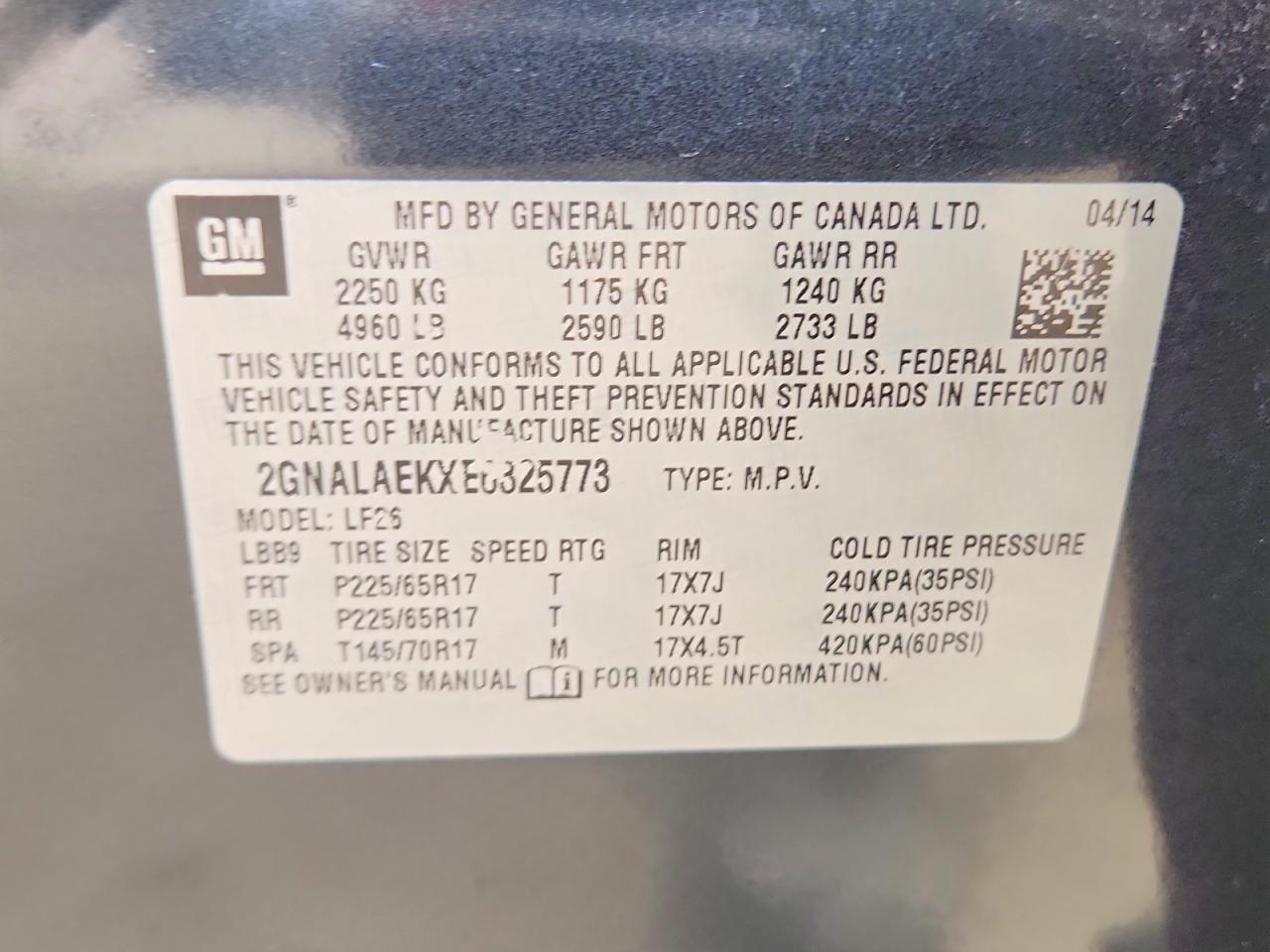 2014 Chevrolet Equinox Ls Gray vin: 2GNALAEKXE6325773